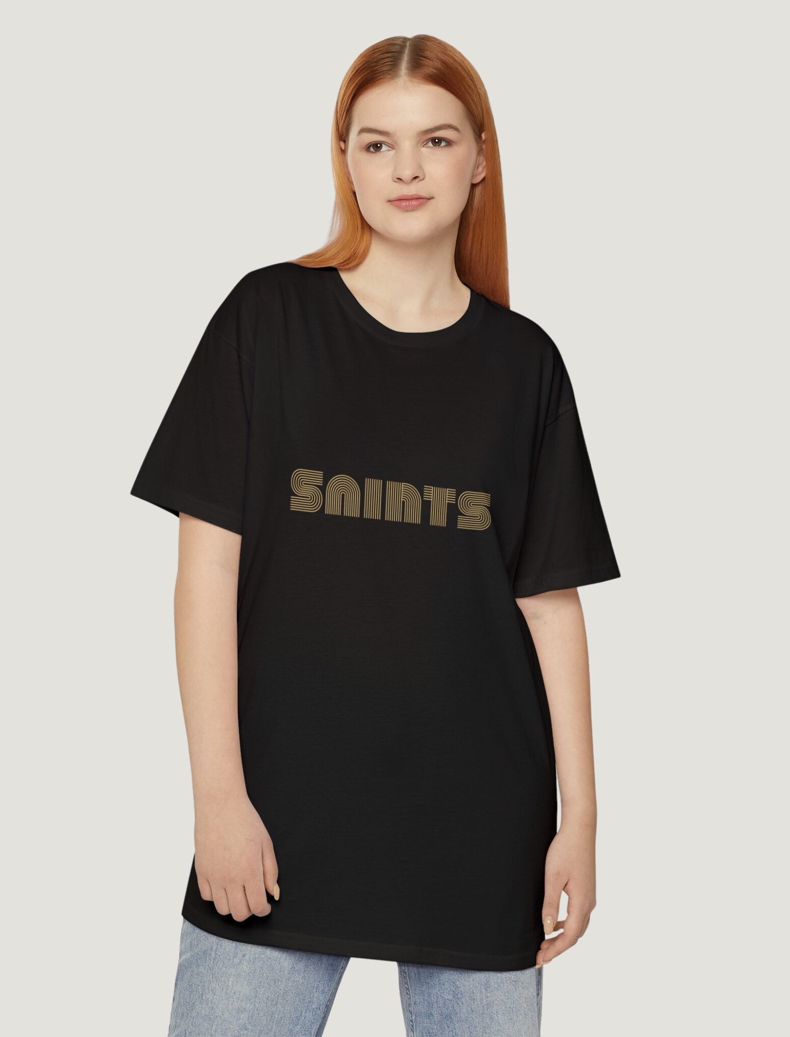 Saints Lined Long Body Curved Hem Tee