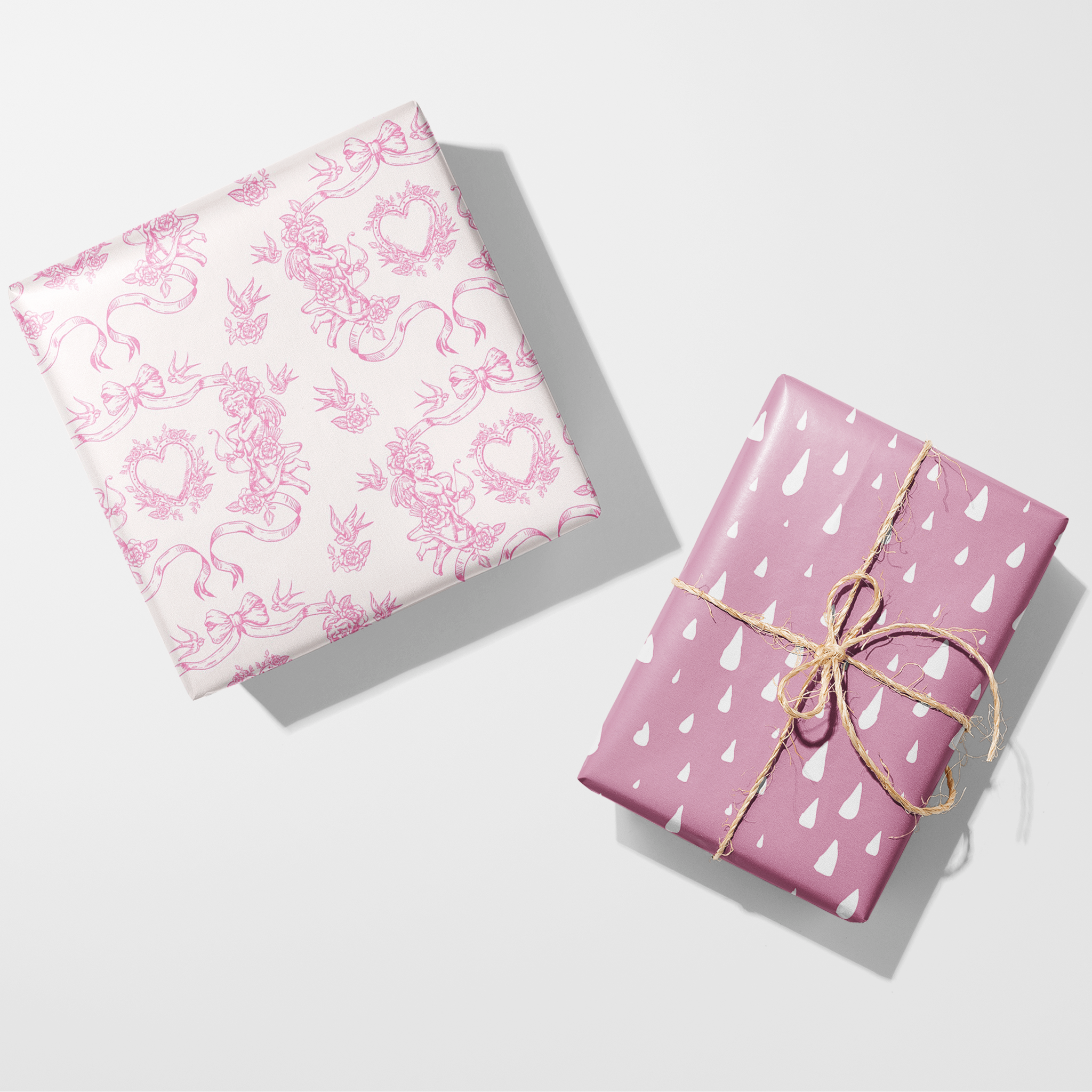 Pink Falling Snow Wrapping Paper