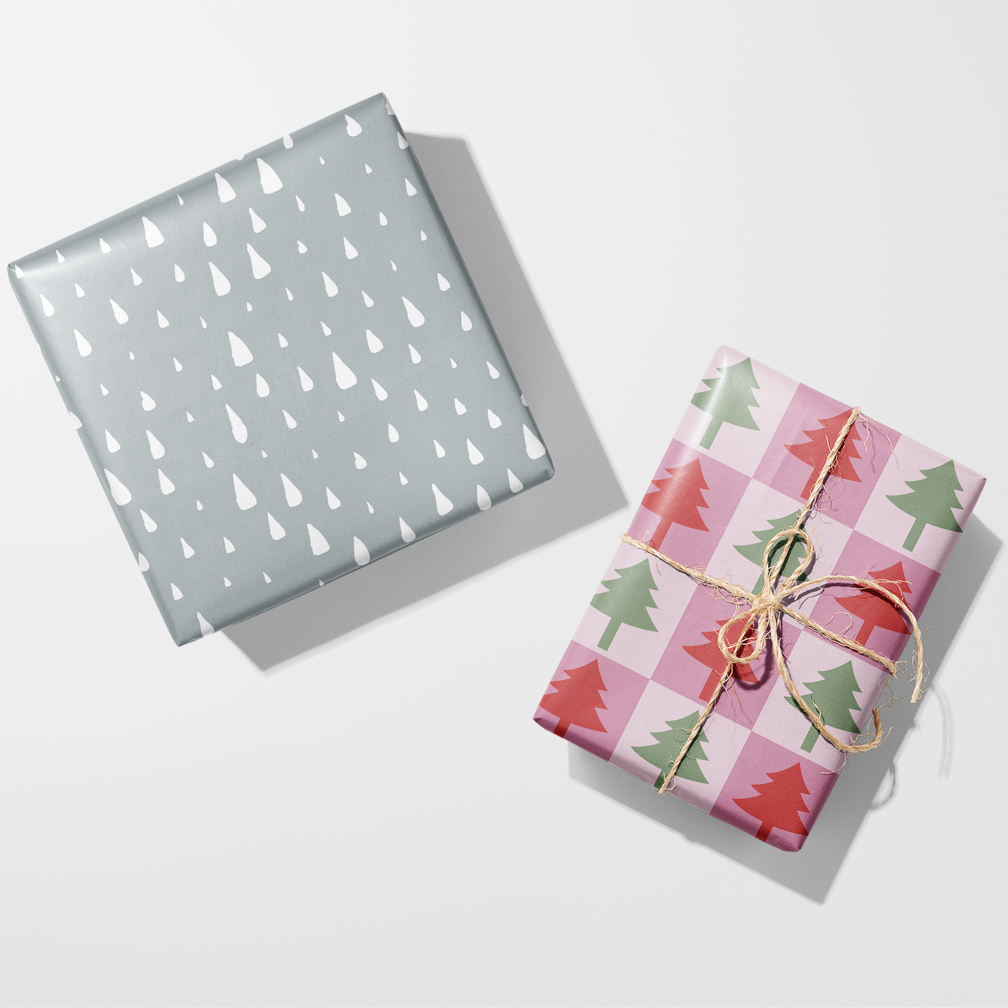 Checkered Christmas Trees Wrapping Paper