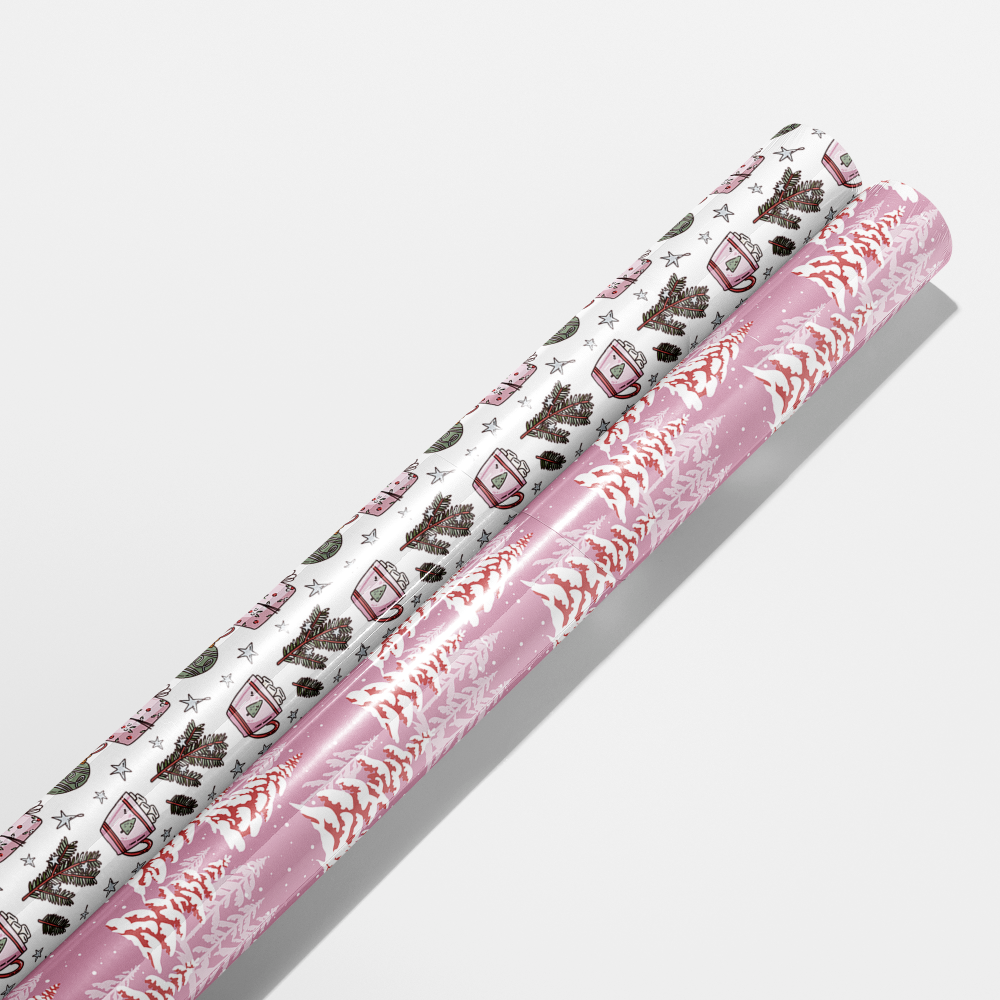 Pink Frosted Trees Wrapping Paper