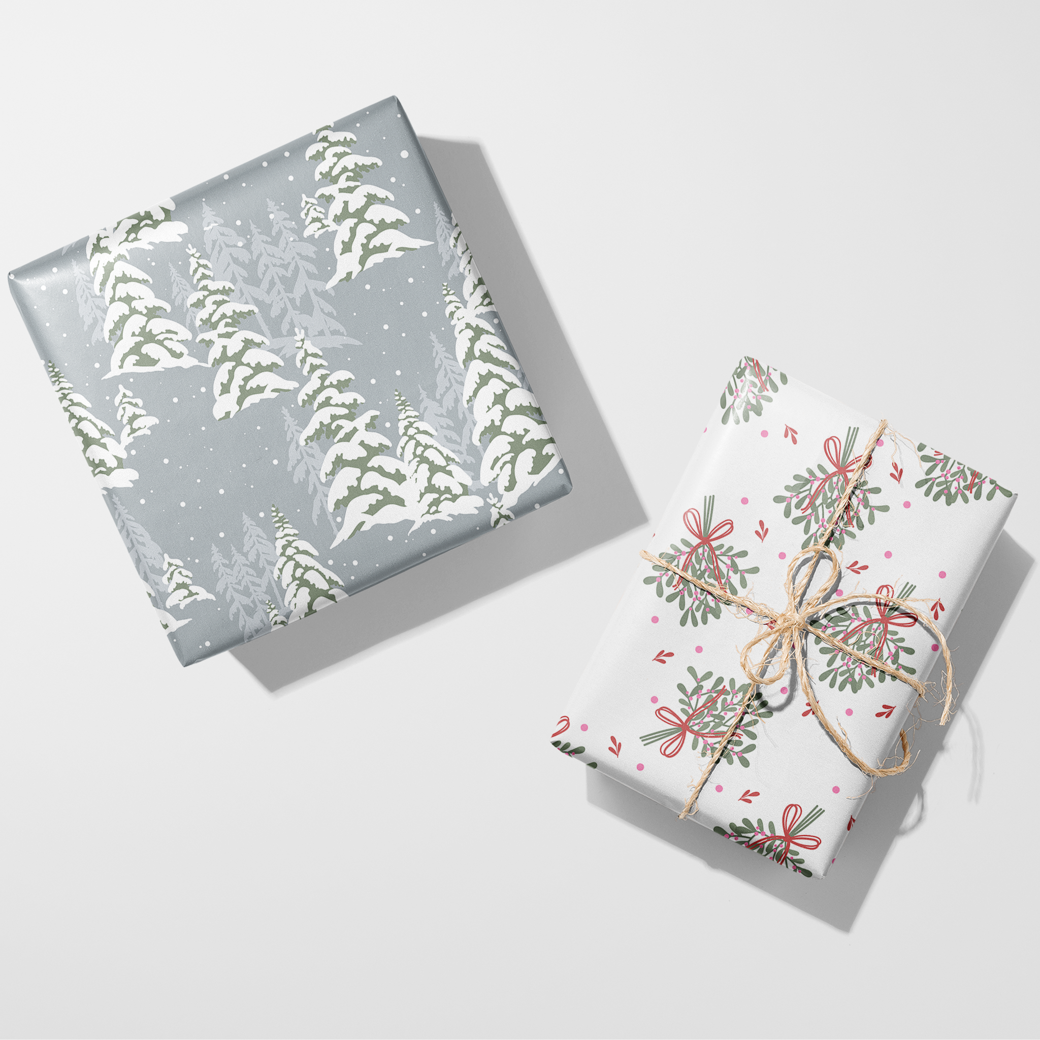 Blue Frosted Trees Wrapping Paper