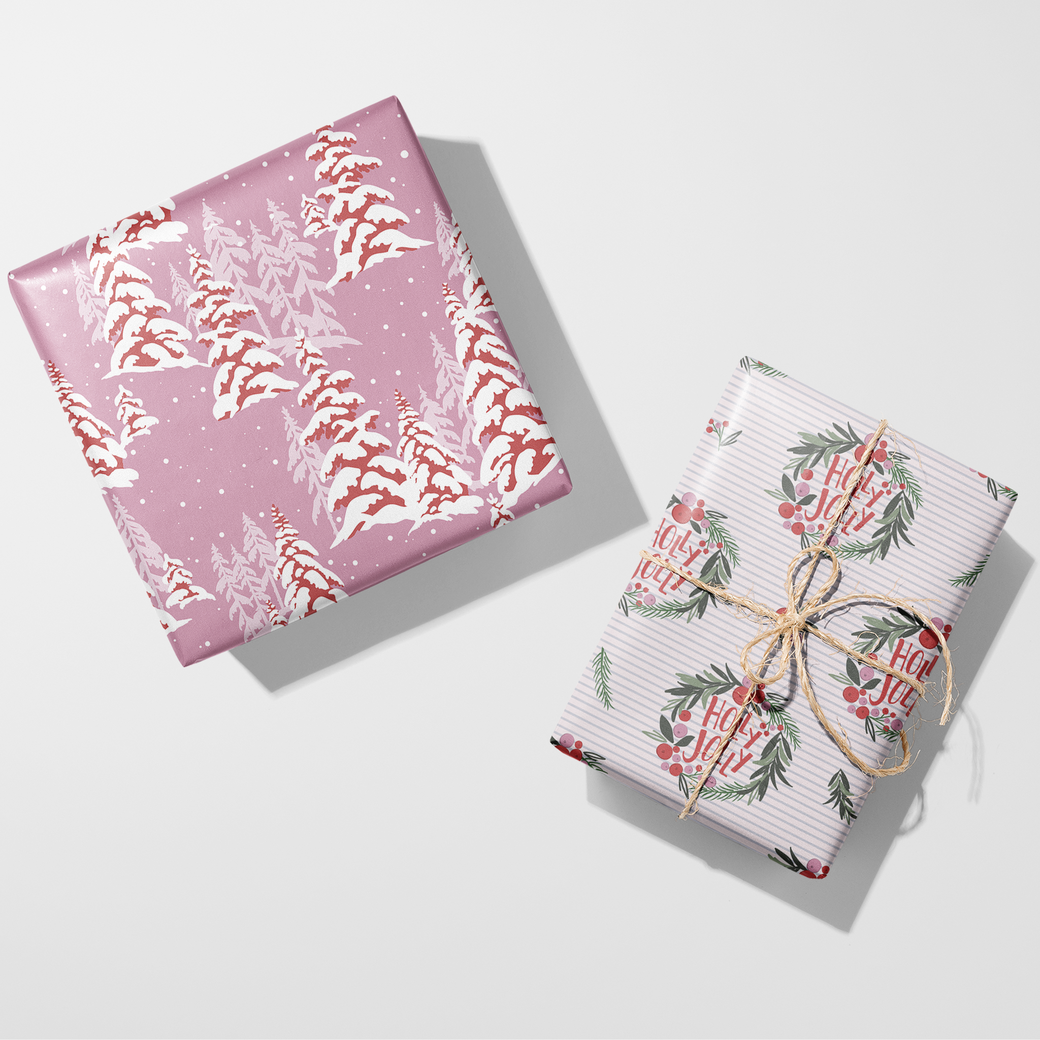 Pink Frosted Trees Wrapping Paper