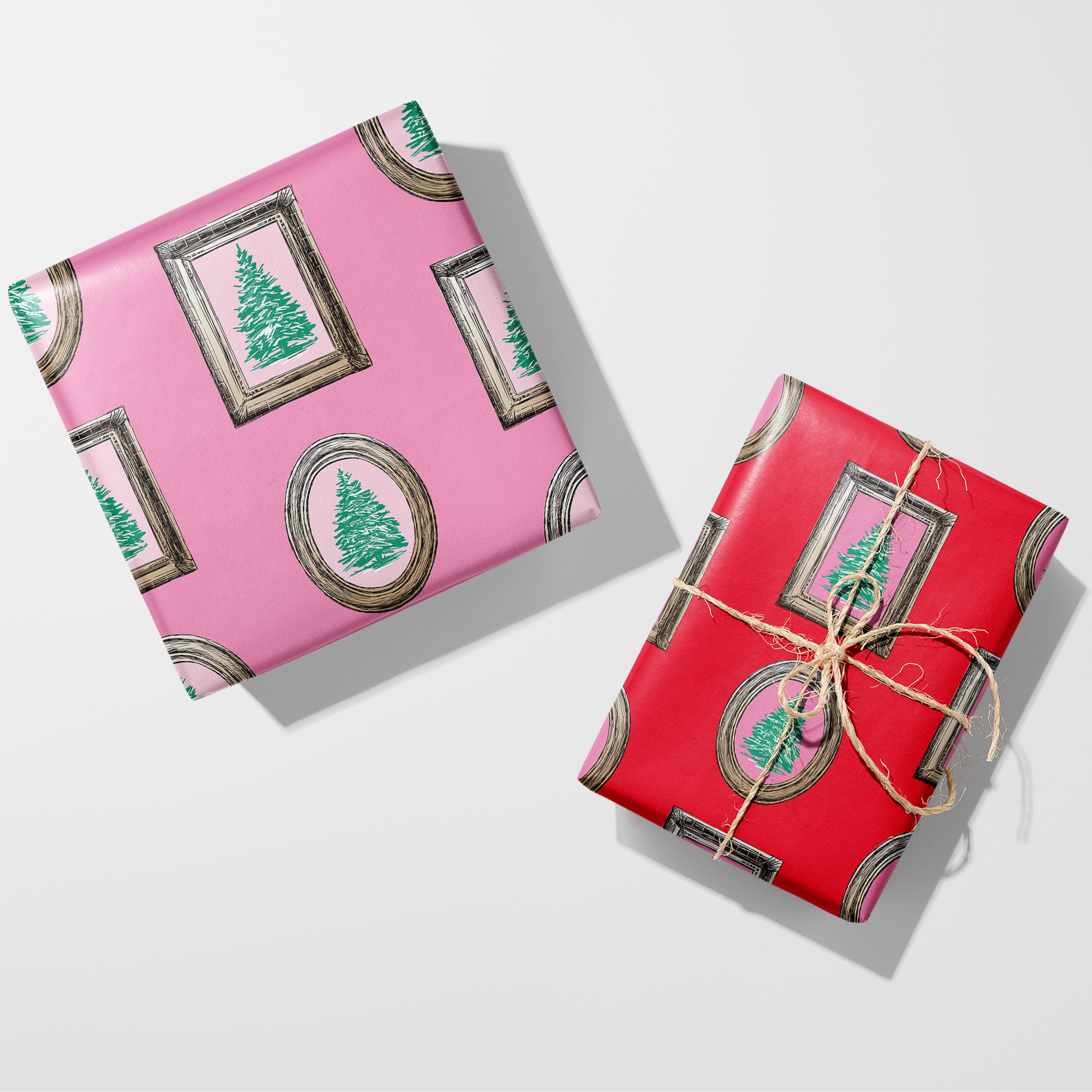 Framed Christmas Trees Wrapping Paper