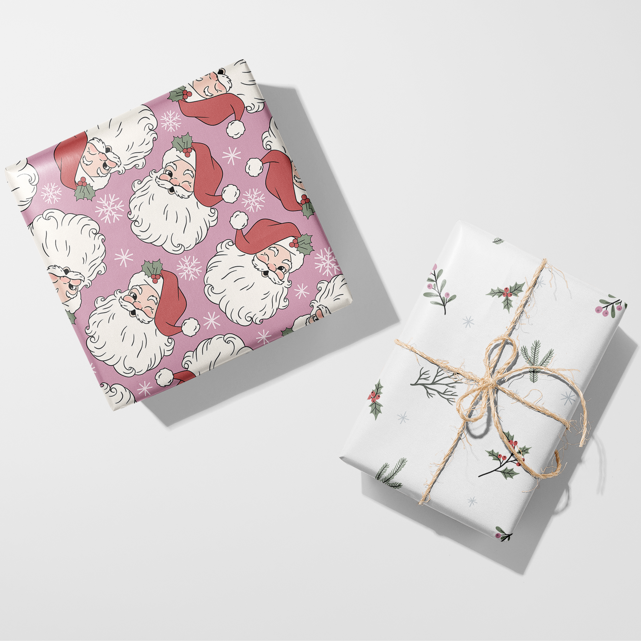 Simple Holiday Floral Wrapping Paper