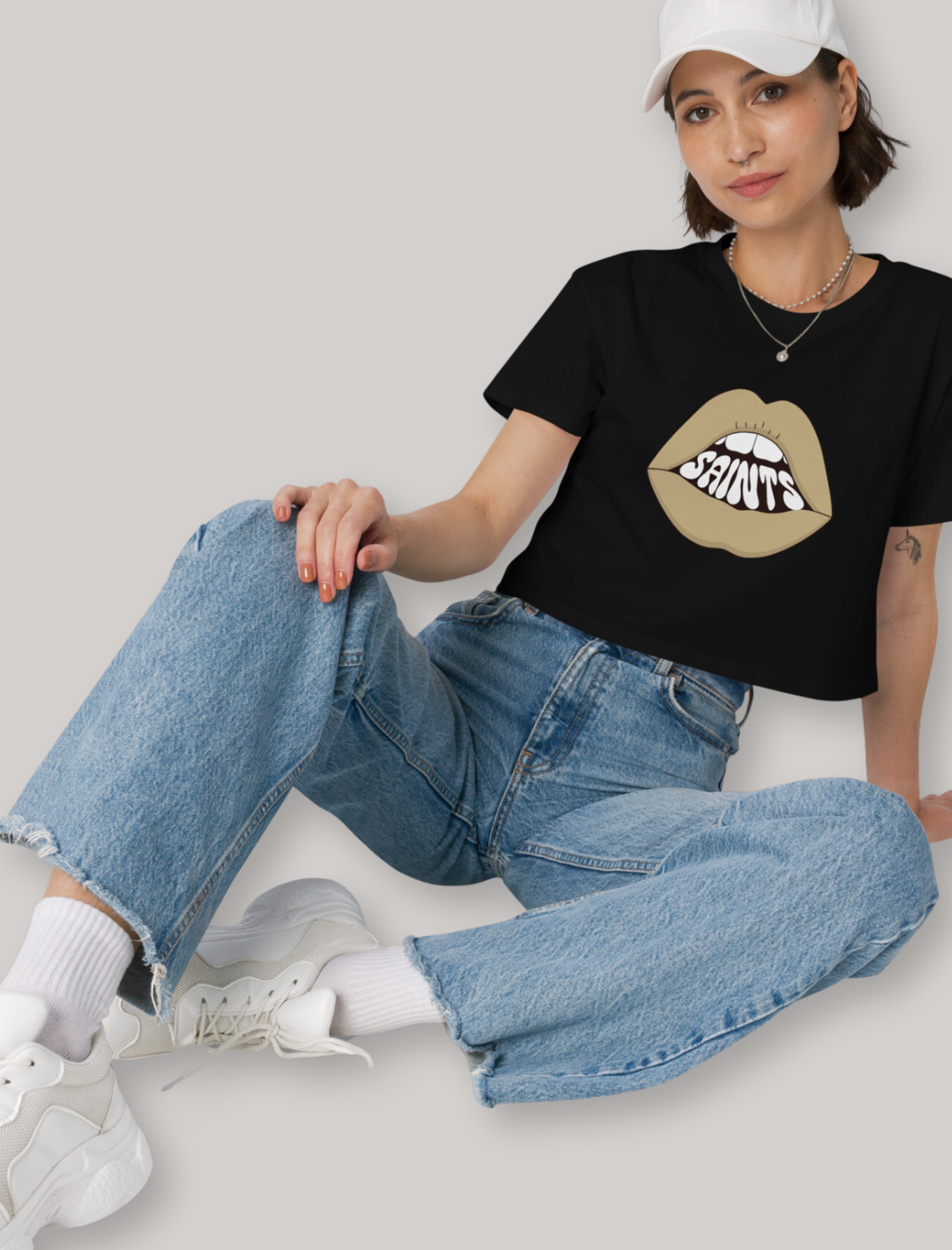 Saints Mouth Retro Crop Top