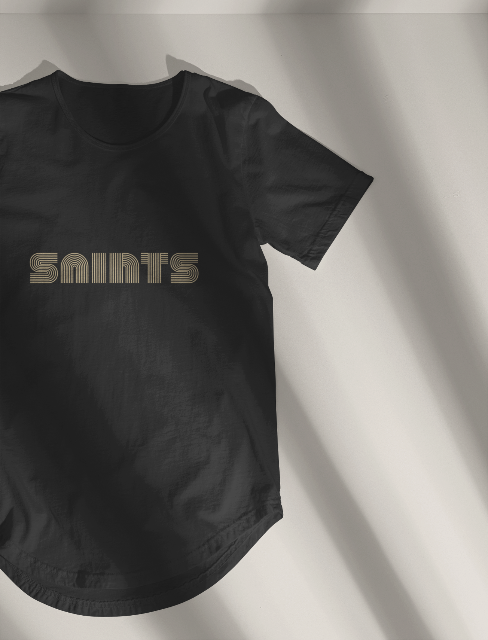 Saints Lined Long Body Curved Hem Tee