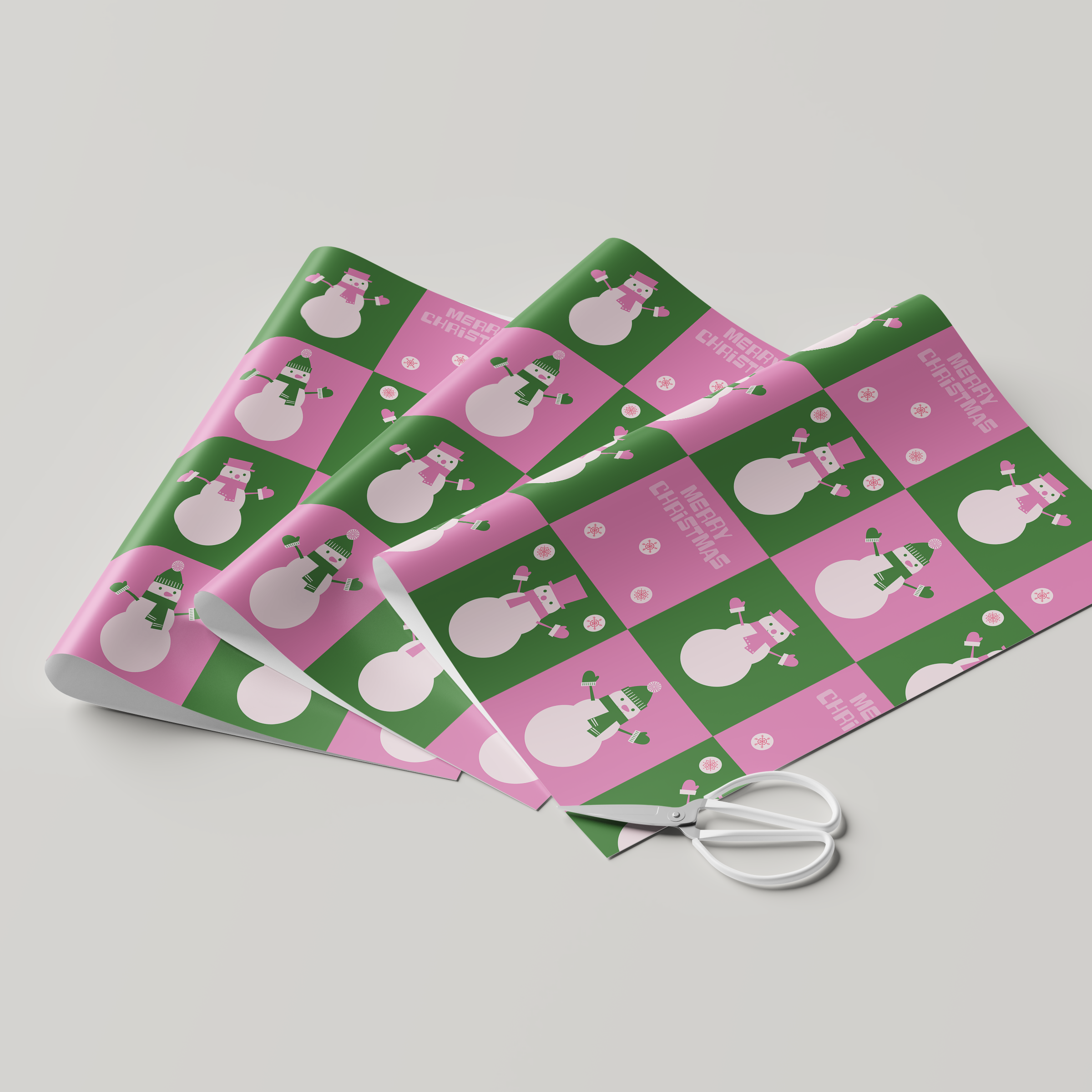 Colorblock Snowman Wrapping Paper