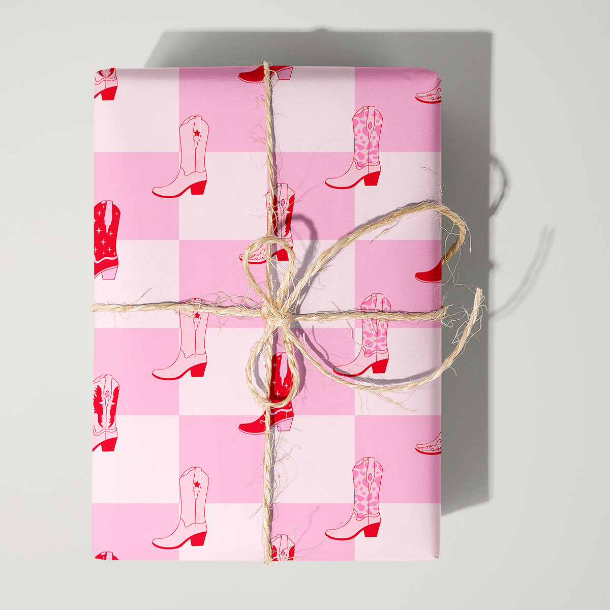 Checkered Cowgirl Boots Wrapping Paper