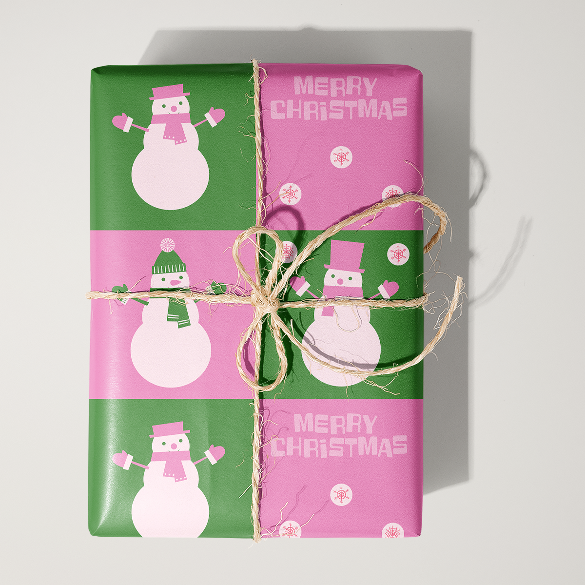 Colorblock Snowman Wrapping Paper