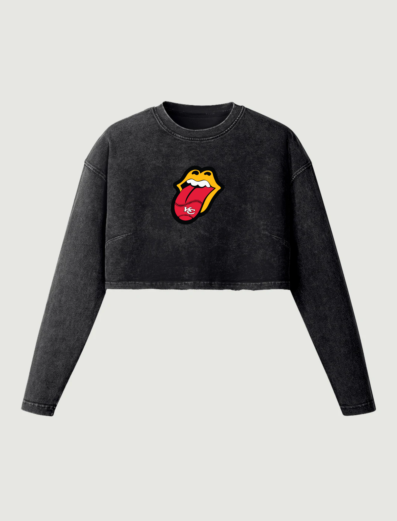 Chiefs Tongue Long Sleeve Crop