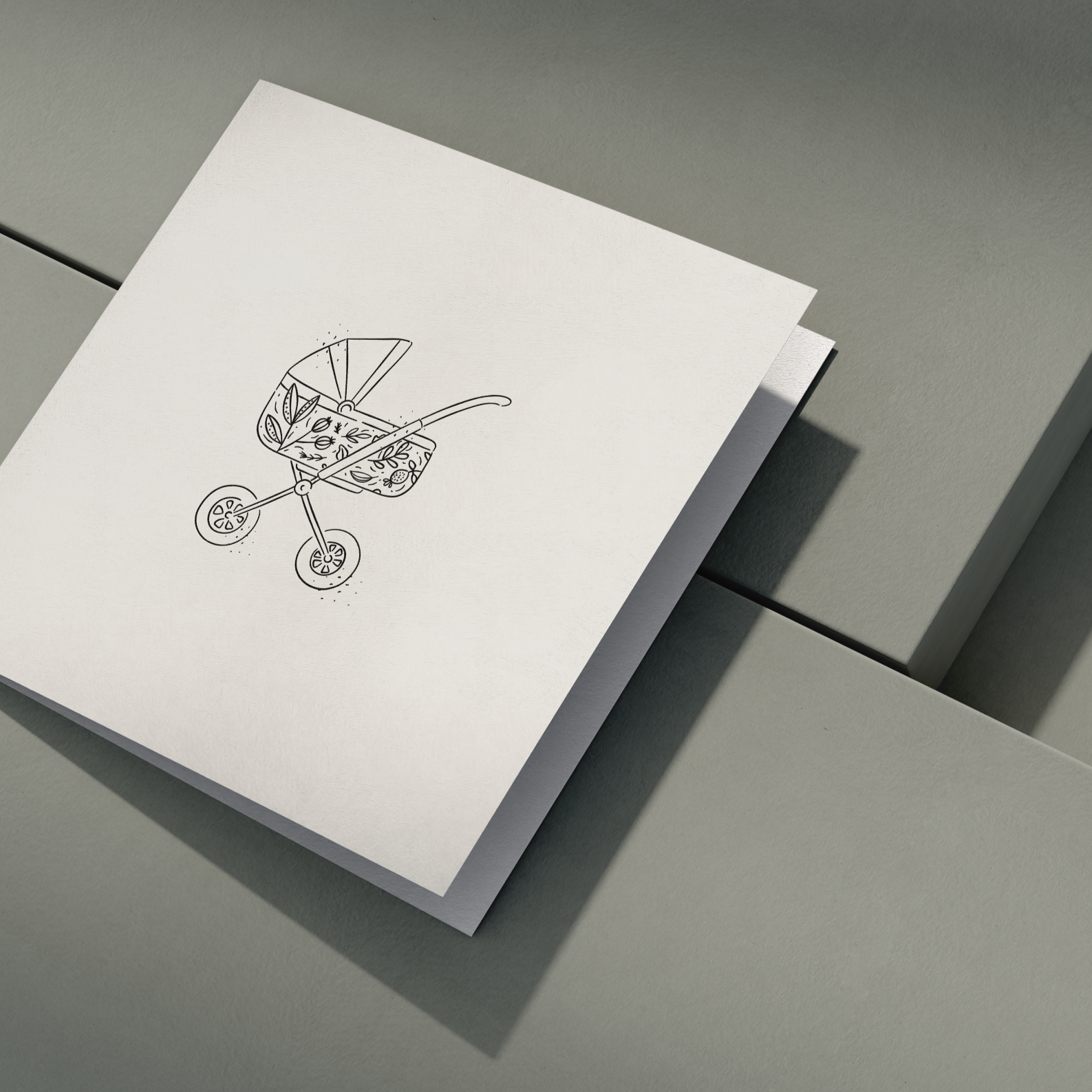 Floral Baby Stroller Card