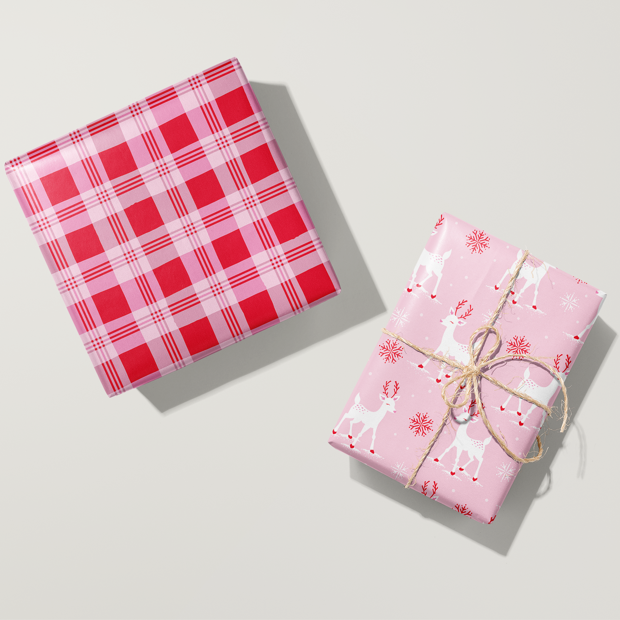 Pink and Red Flannel Wrapping Paper