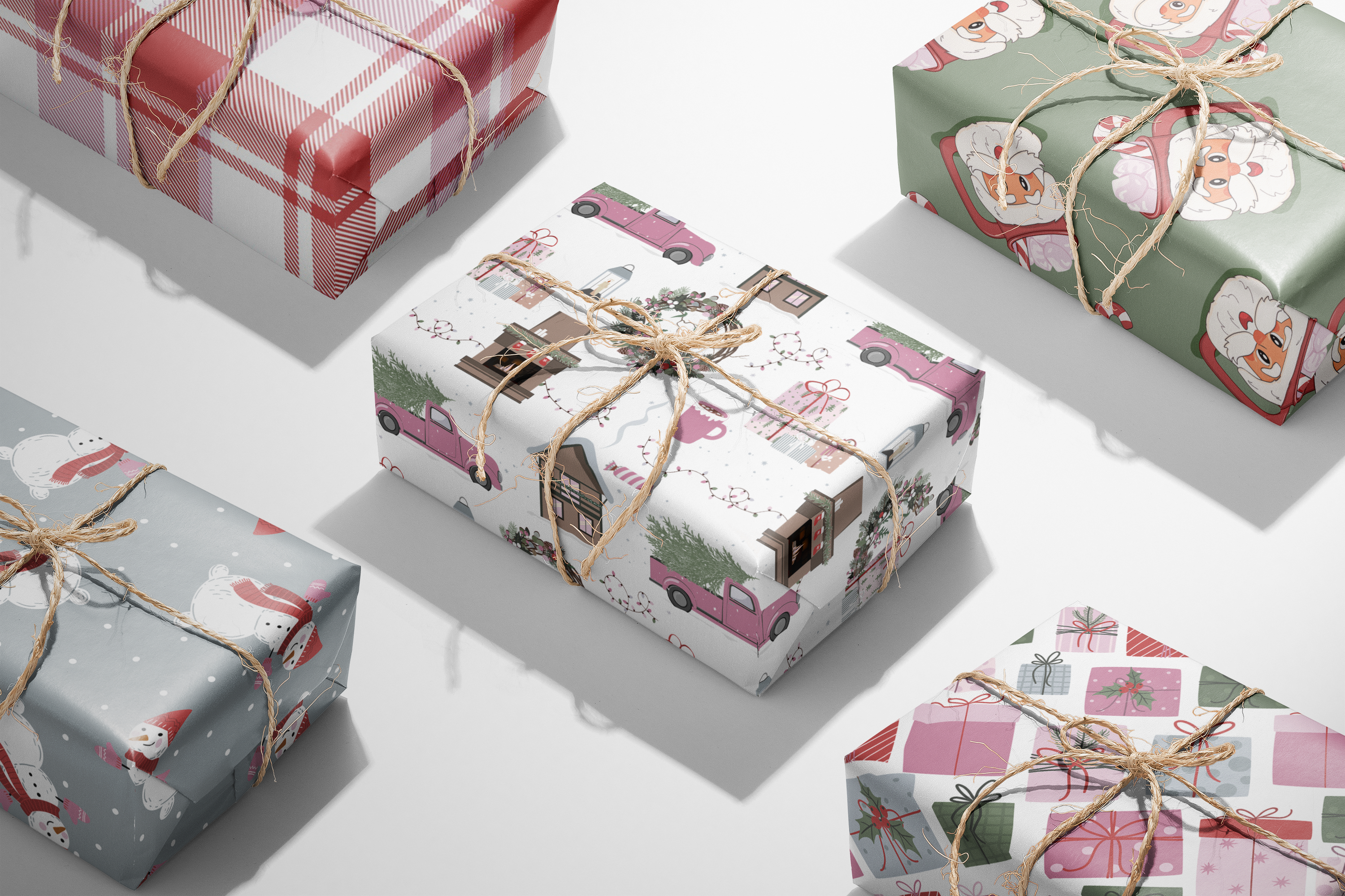 Pink Falling Snow Wrapping Paper