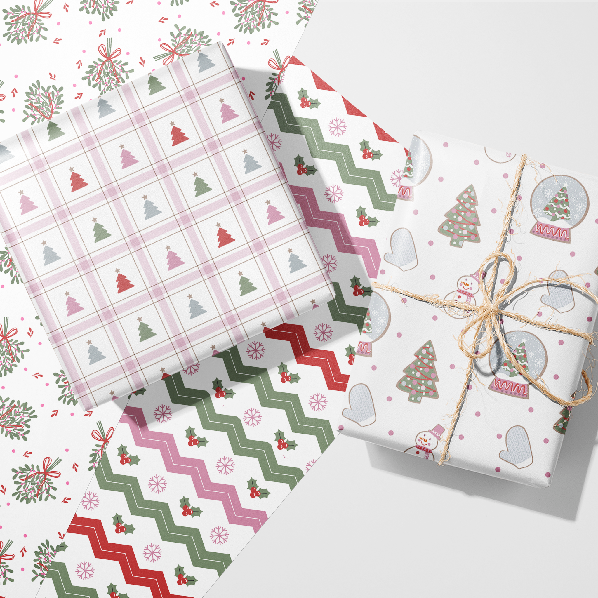 Chevron Mistletoe Wrapping Paper