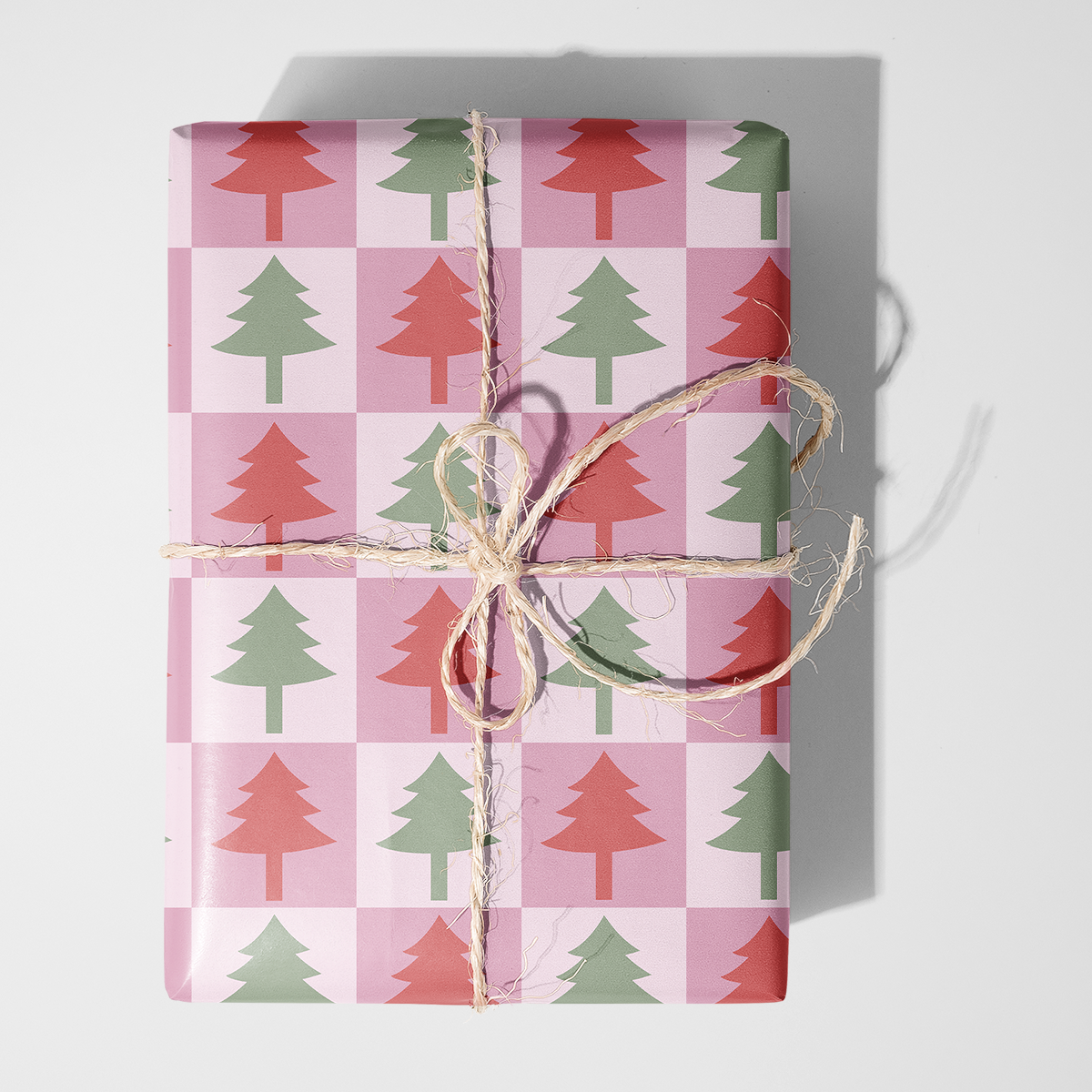 Checkered Christmas Trees Wrapping Paper