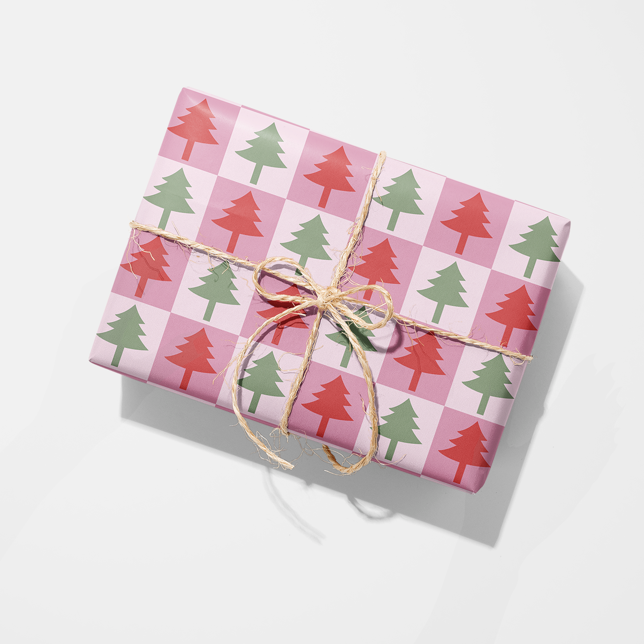 Checkered Christmas Trees Wrapping Paper