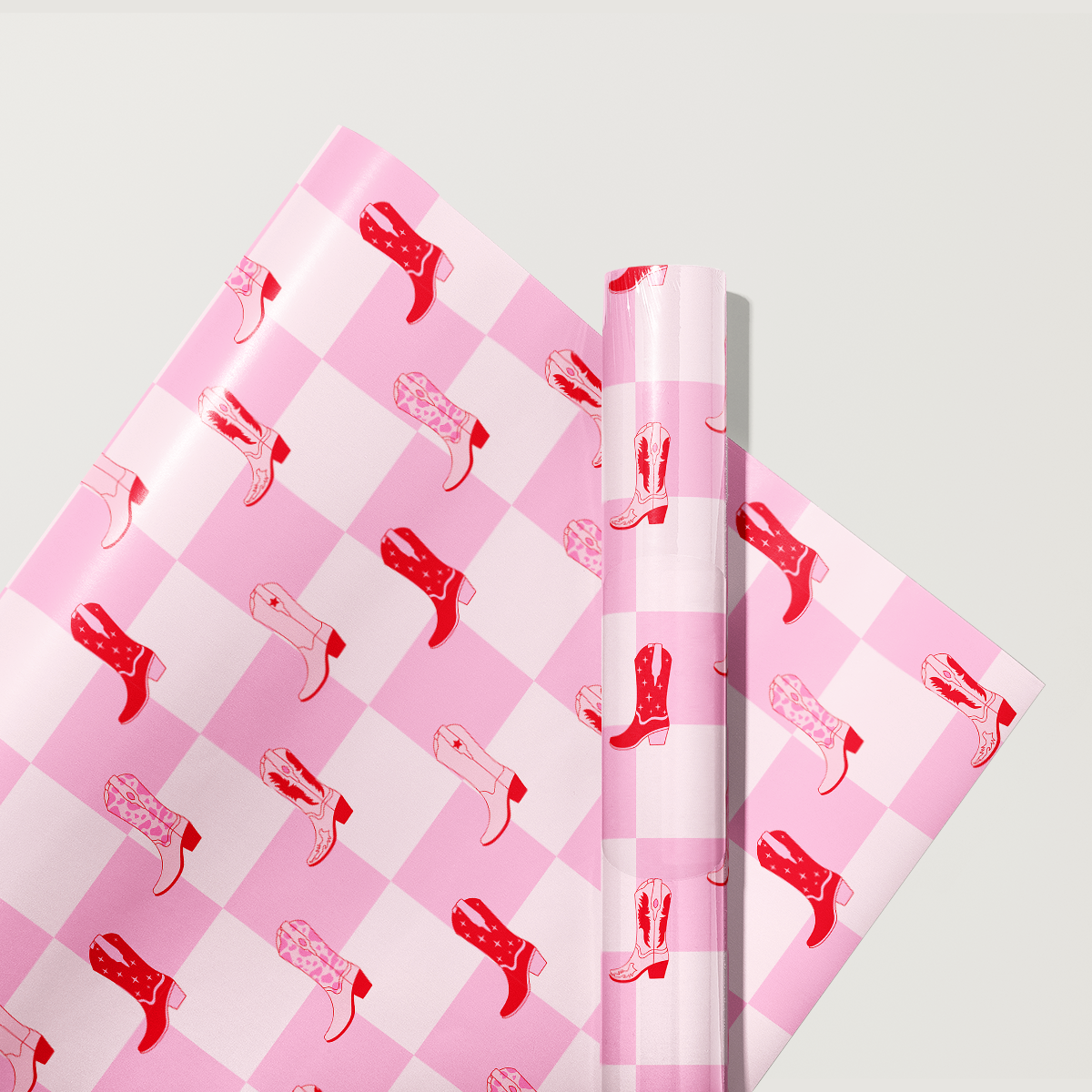 Checkered Cowgirl Boots Wrapping Paper