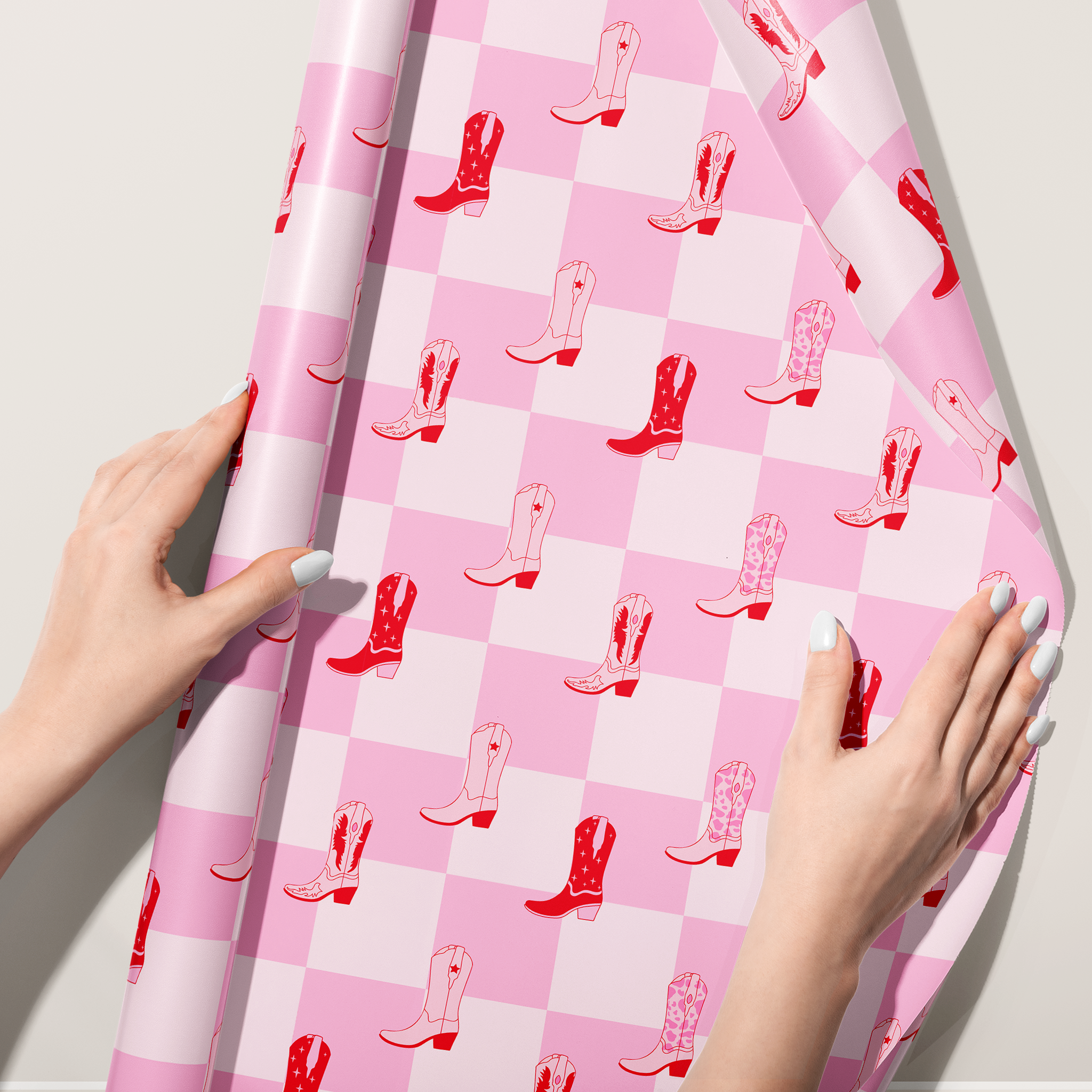 Checkered Cowgirl Boots Wrapping Paper