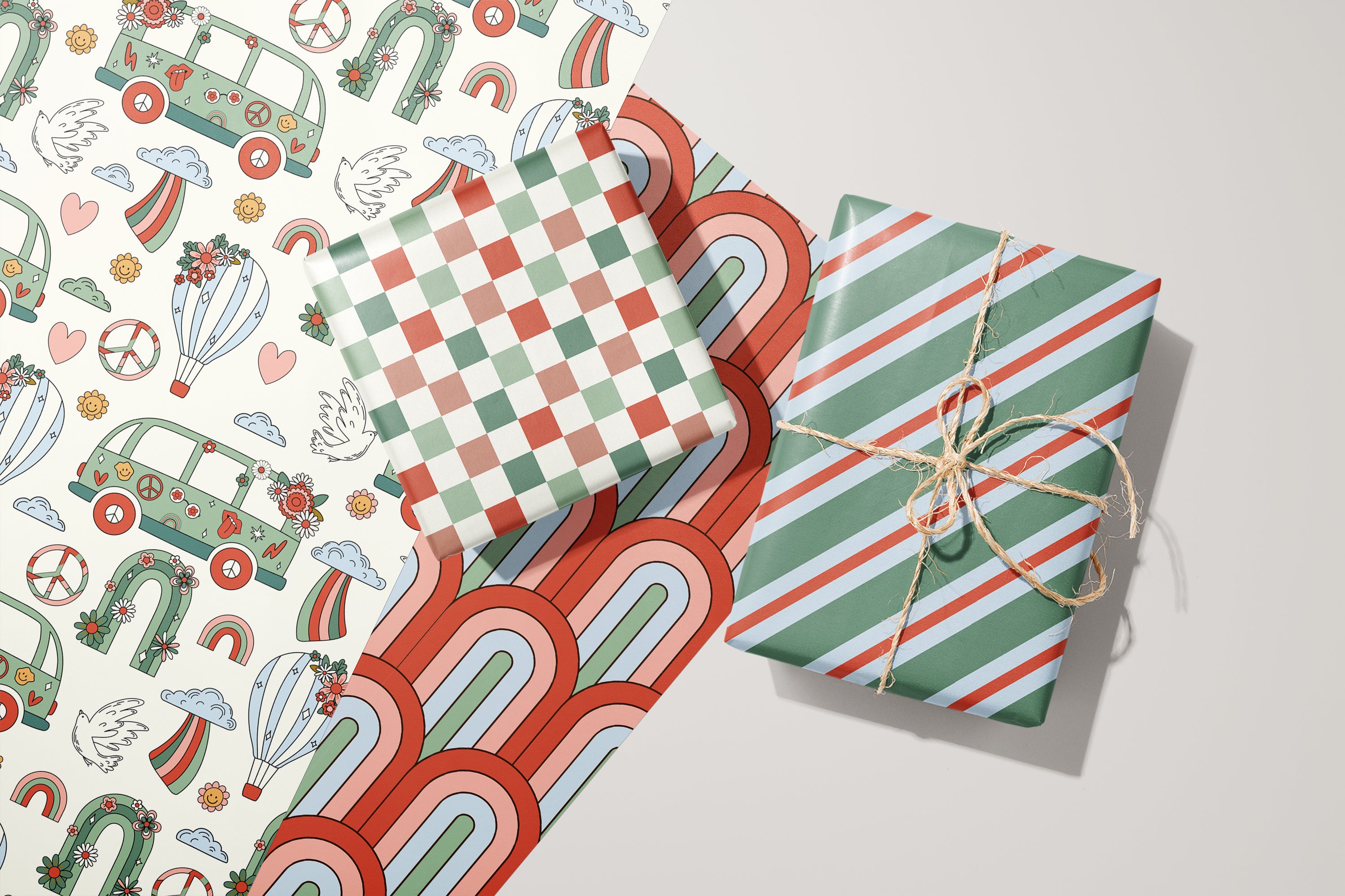 Retro Candy Stripes Wrapping Paper