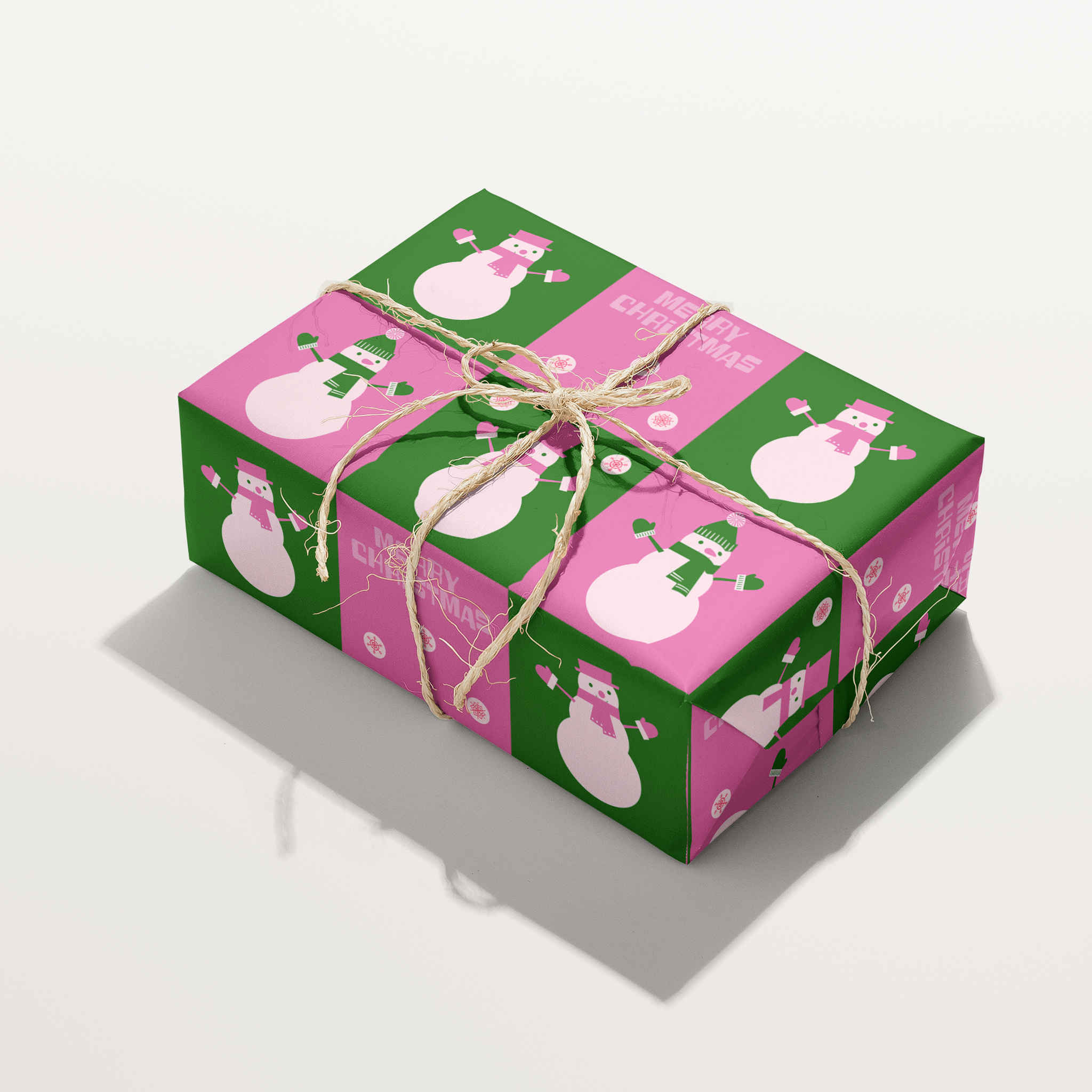 Colorblock Snowman Wrapping Paper