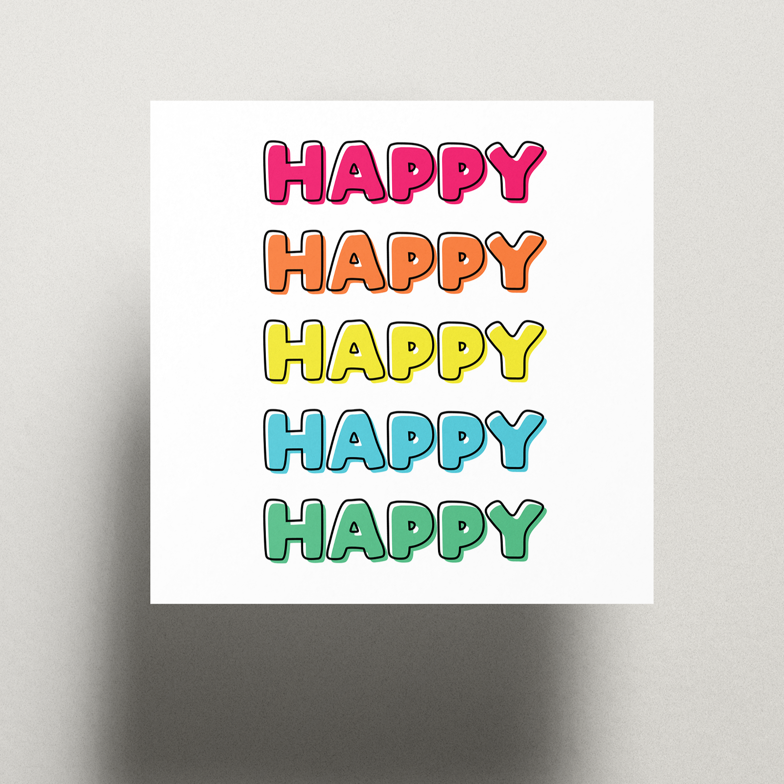 Colorful Happy Stacked Card