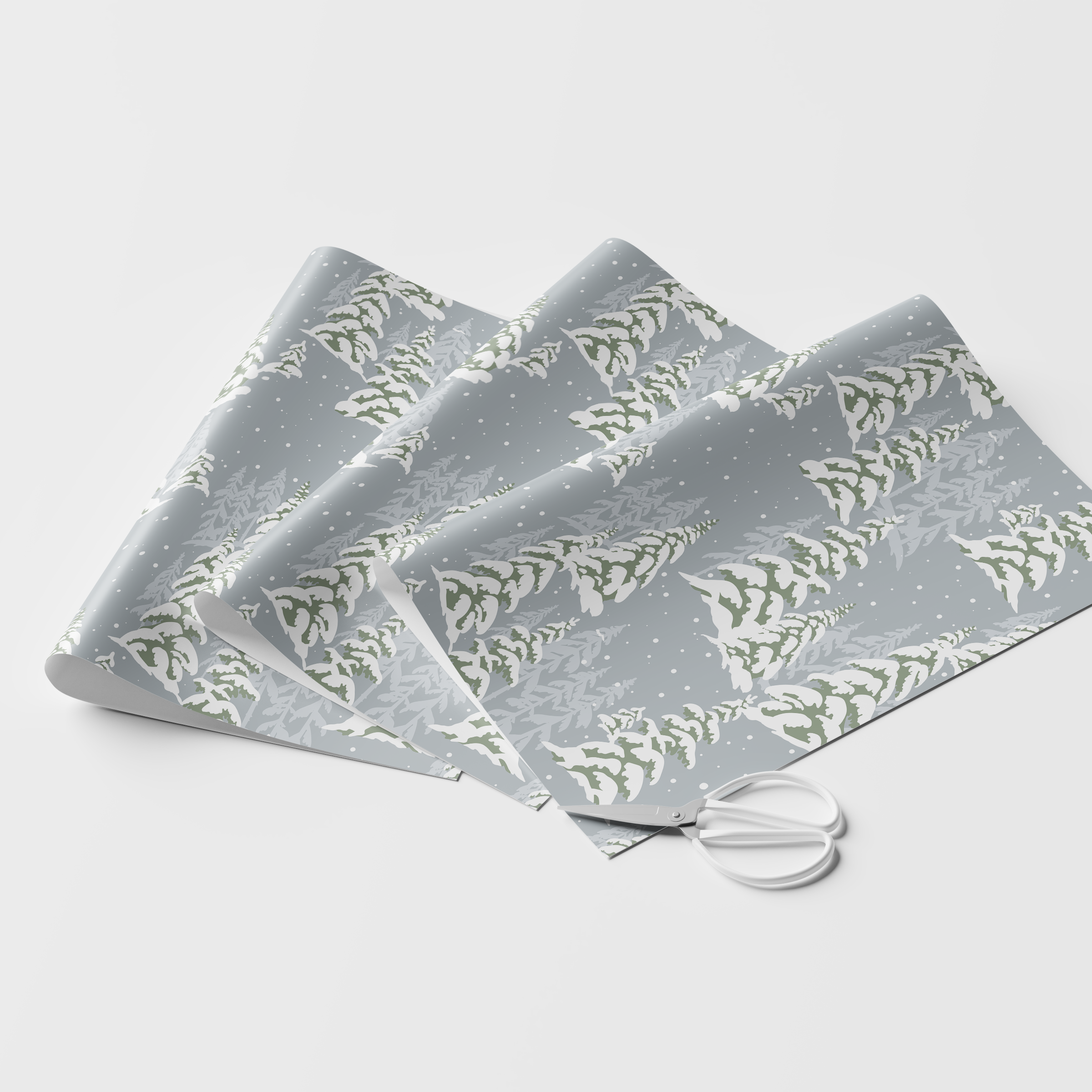 Blue Frosted Trees Wrapping Paper