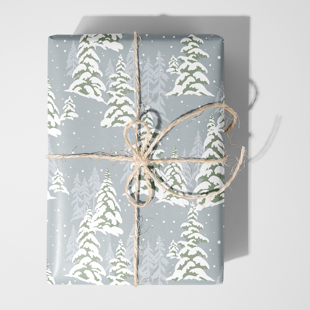 Blue Frosted Trees Wrapping Paper