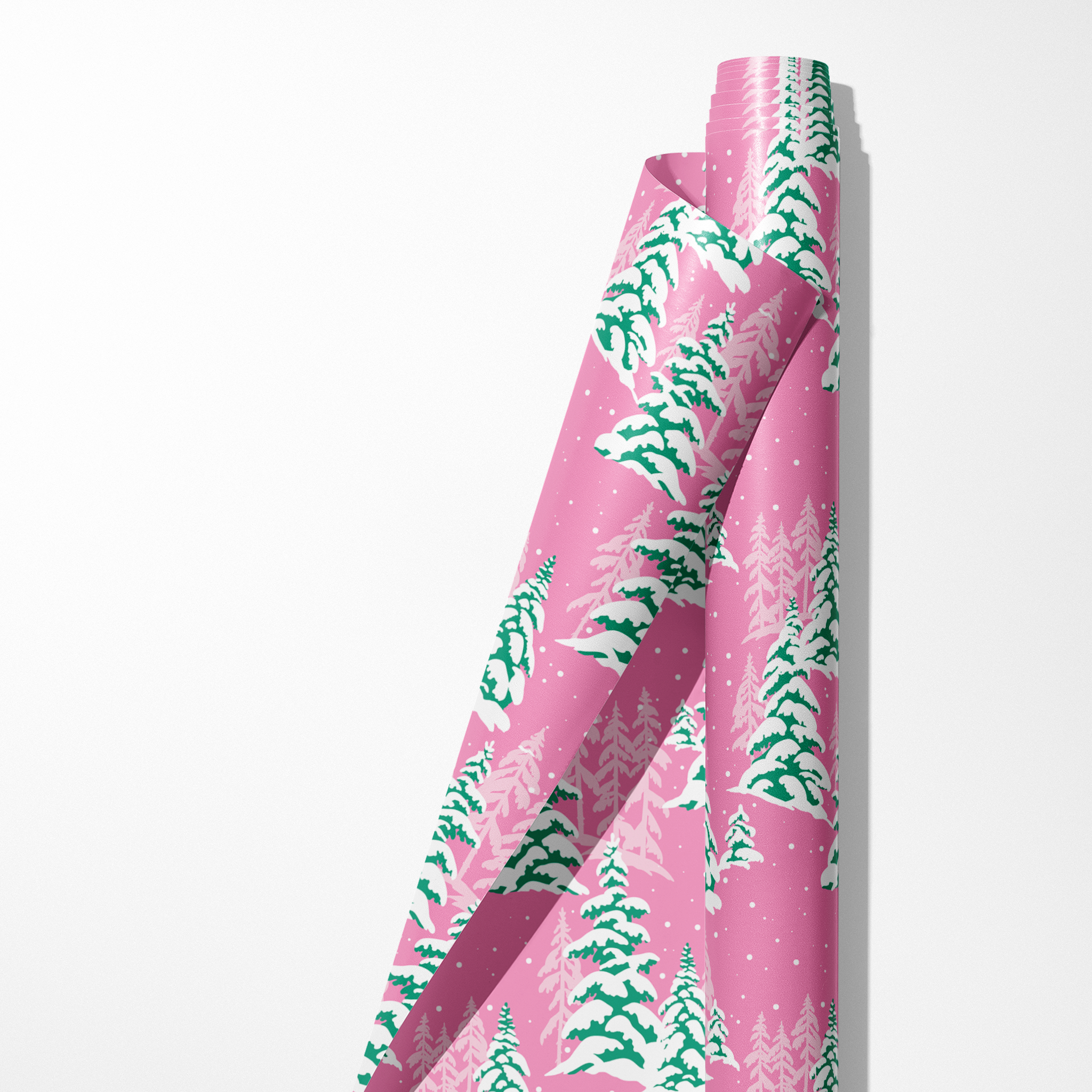 Frosted Trees Pink Wrapping Paper