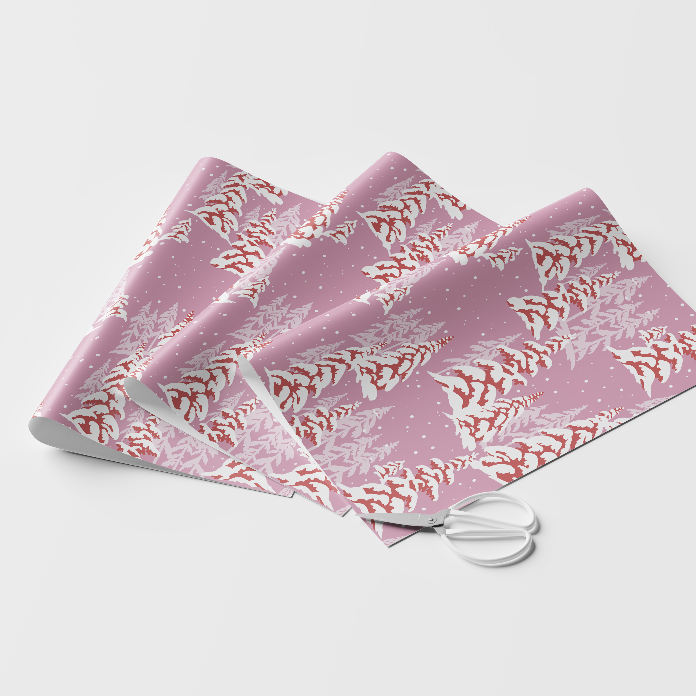 Pink Frosted Trees Wrapping Paper