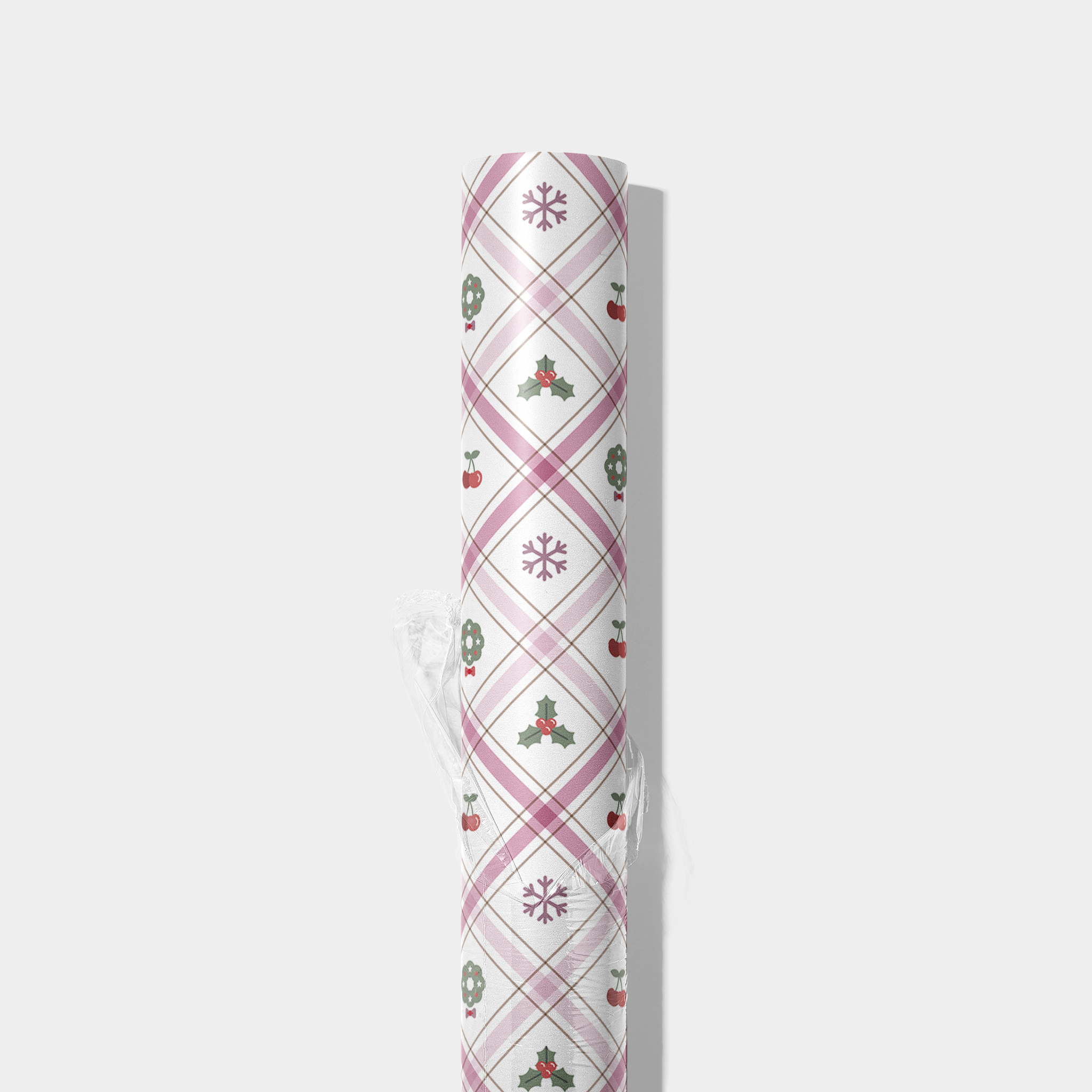 Gingham Christmas Icons Wrapping Paper