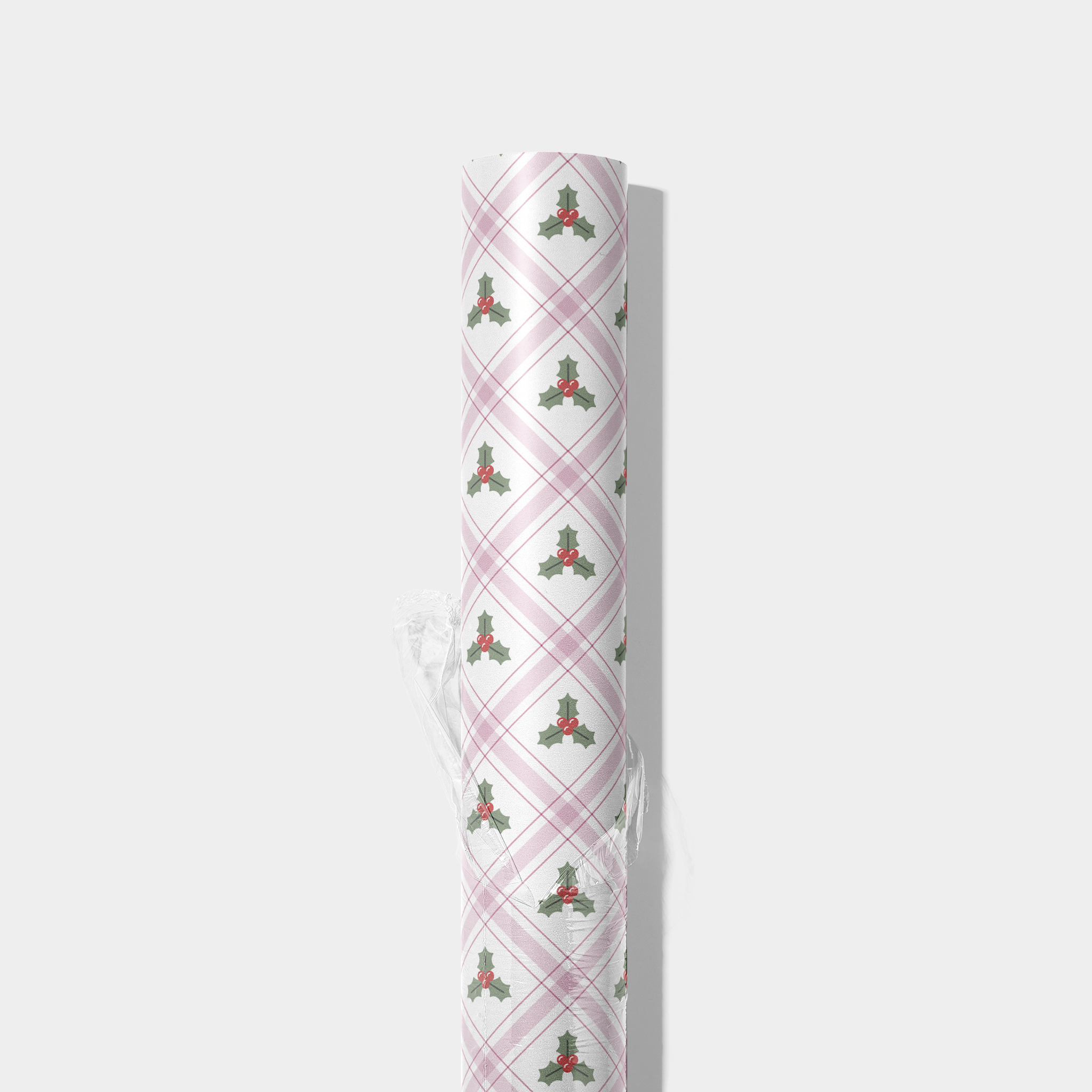 Gingham Mistletoe Icons Wrapping Paper