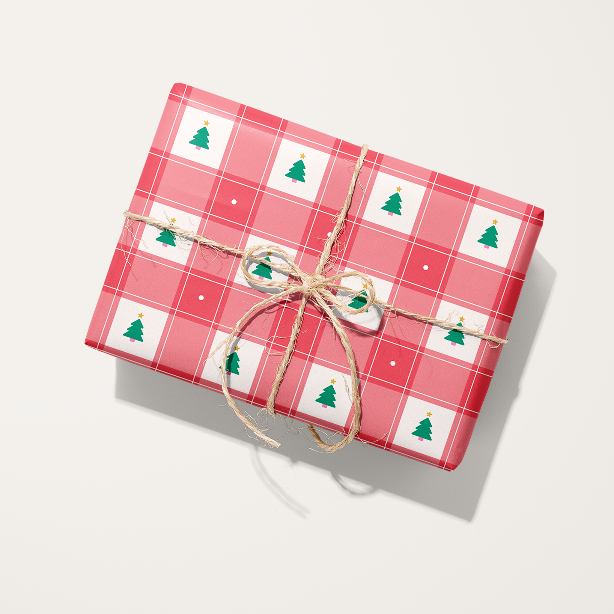 Gingham Christmas Trees Wrapping Paper