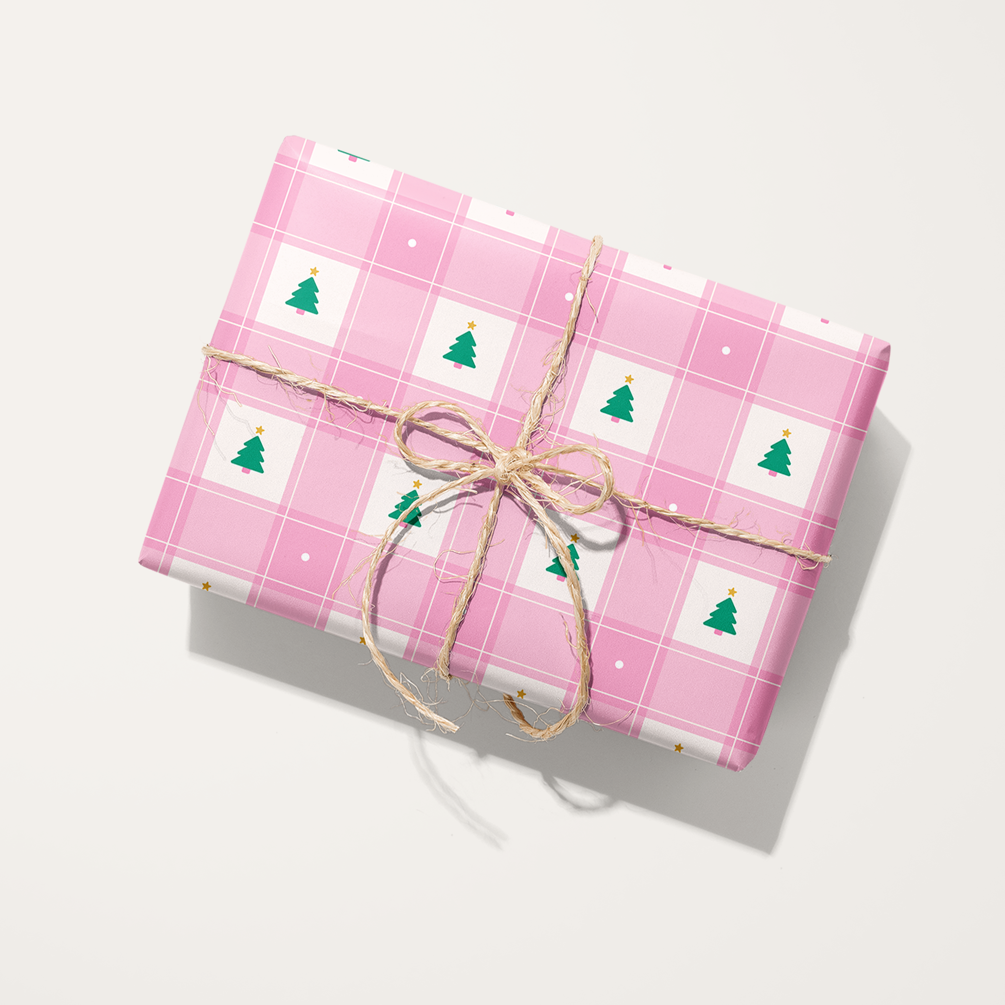 Gingham Christmas Trees Wrapping Paper