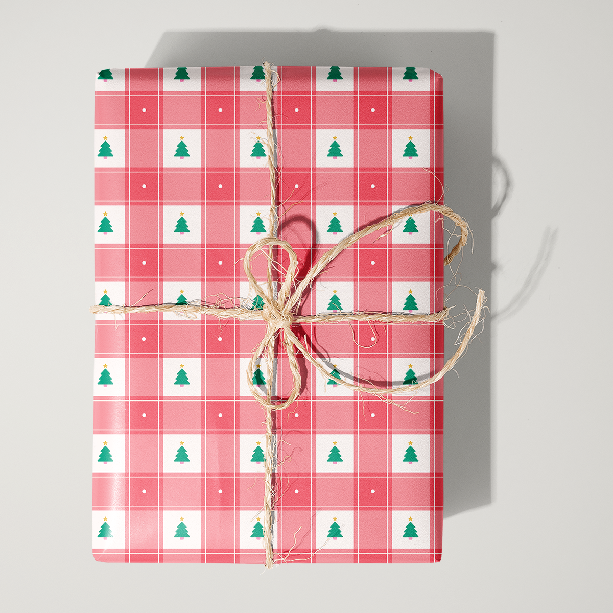 Gingham Christmas Trees Wrapping Paper