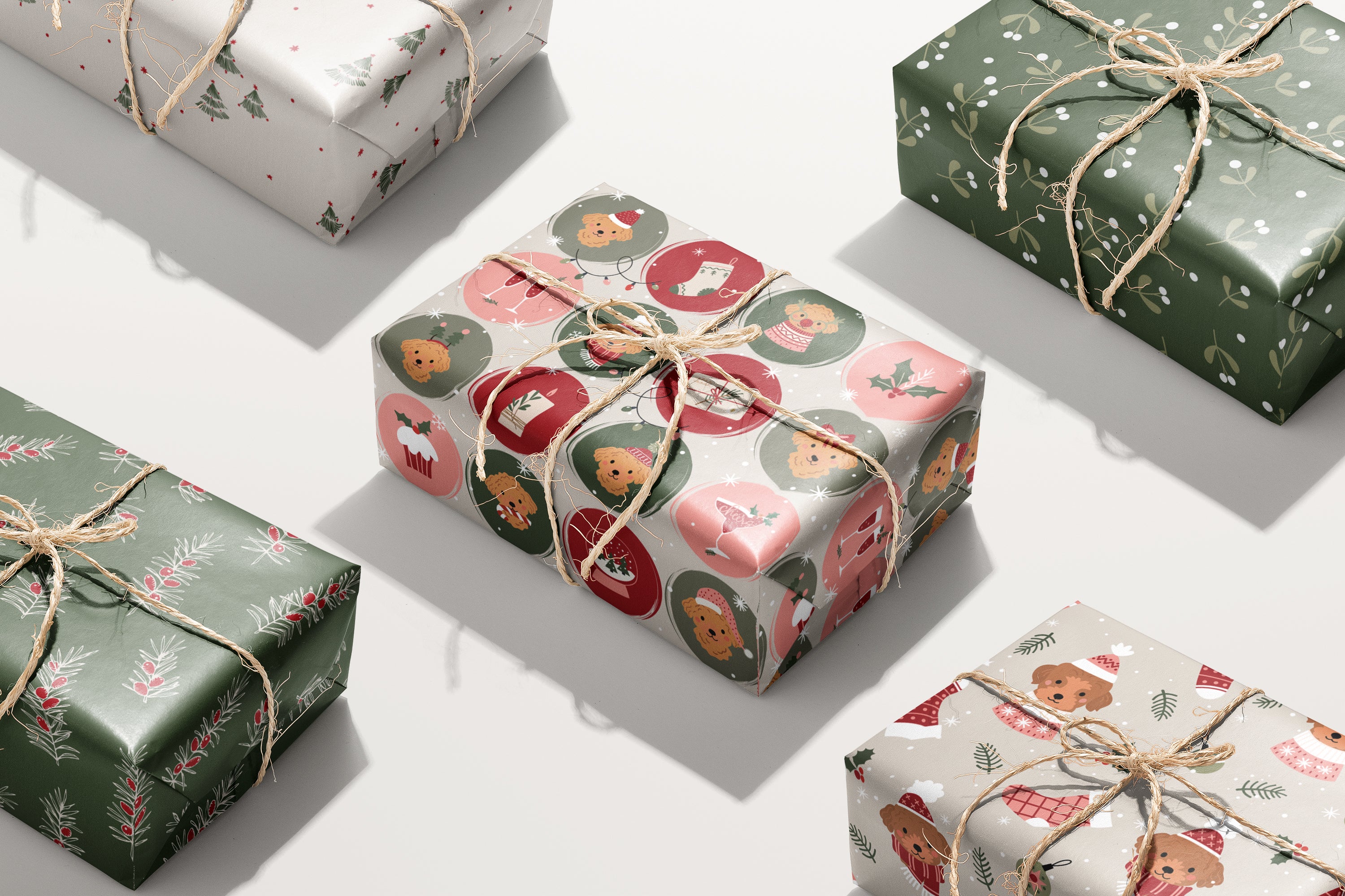 Golden Doodle Ornaments Wrapping Paper