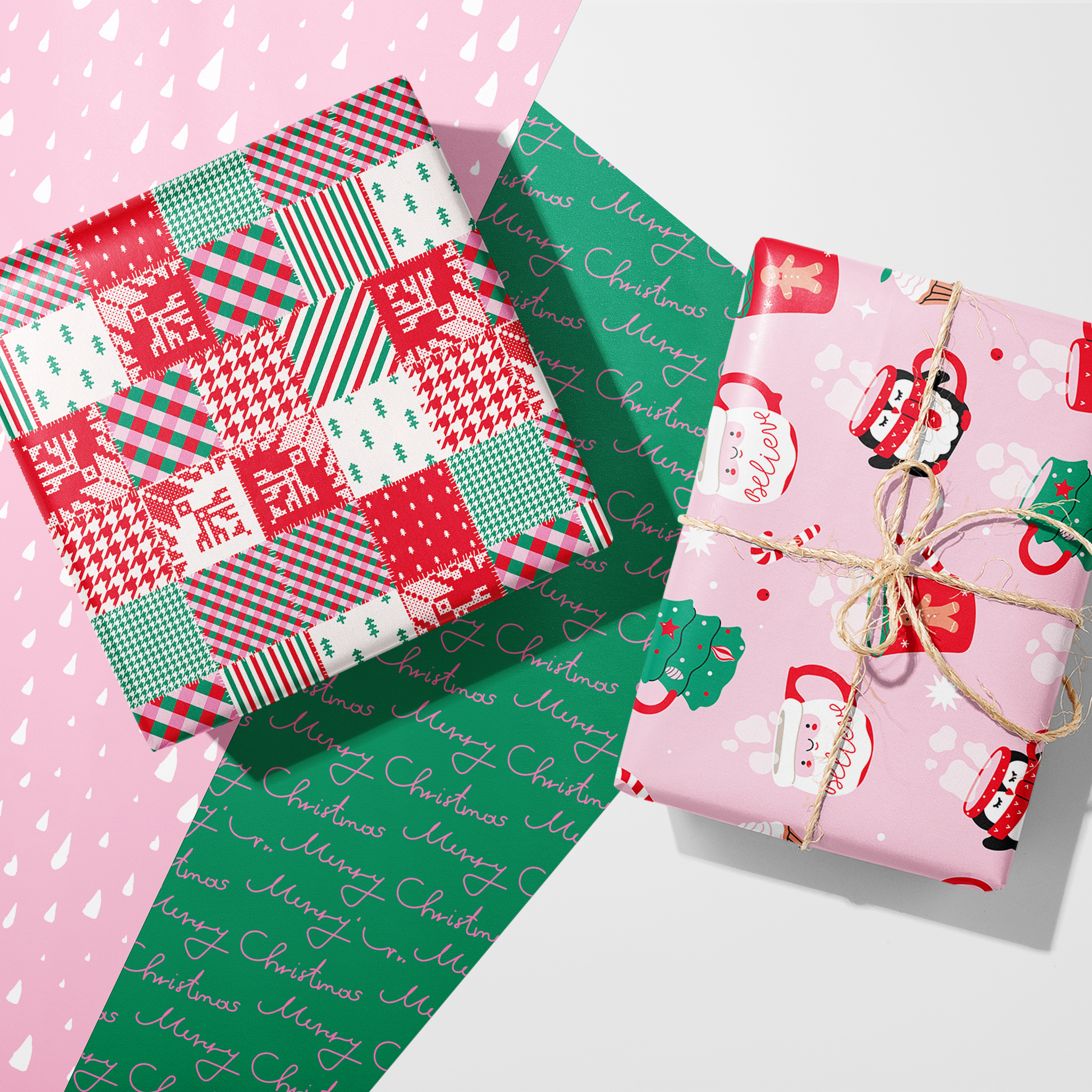 Merry Christmas Script Wrapping Paper