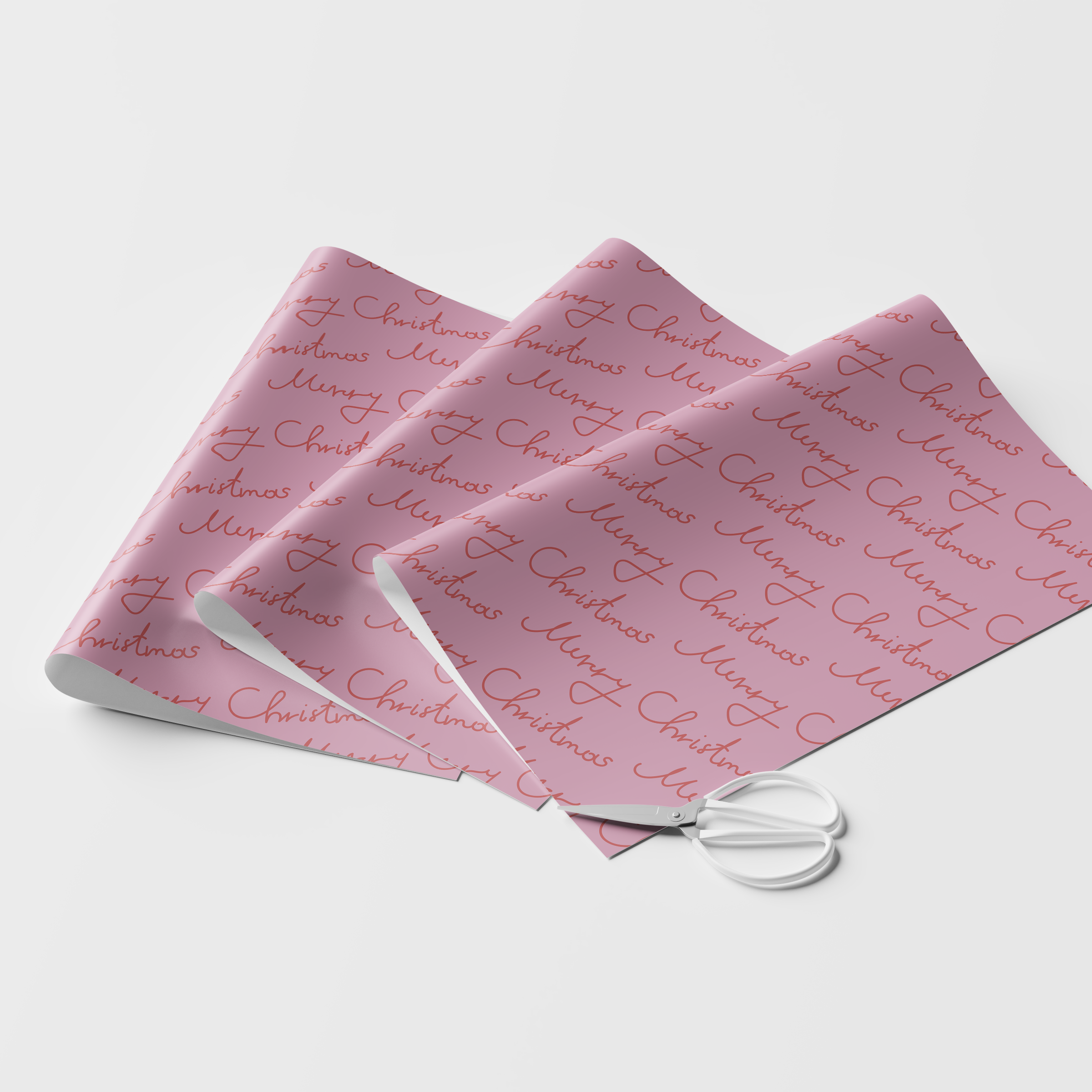 Pink Merry Christmas Script Wrapping Paper