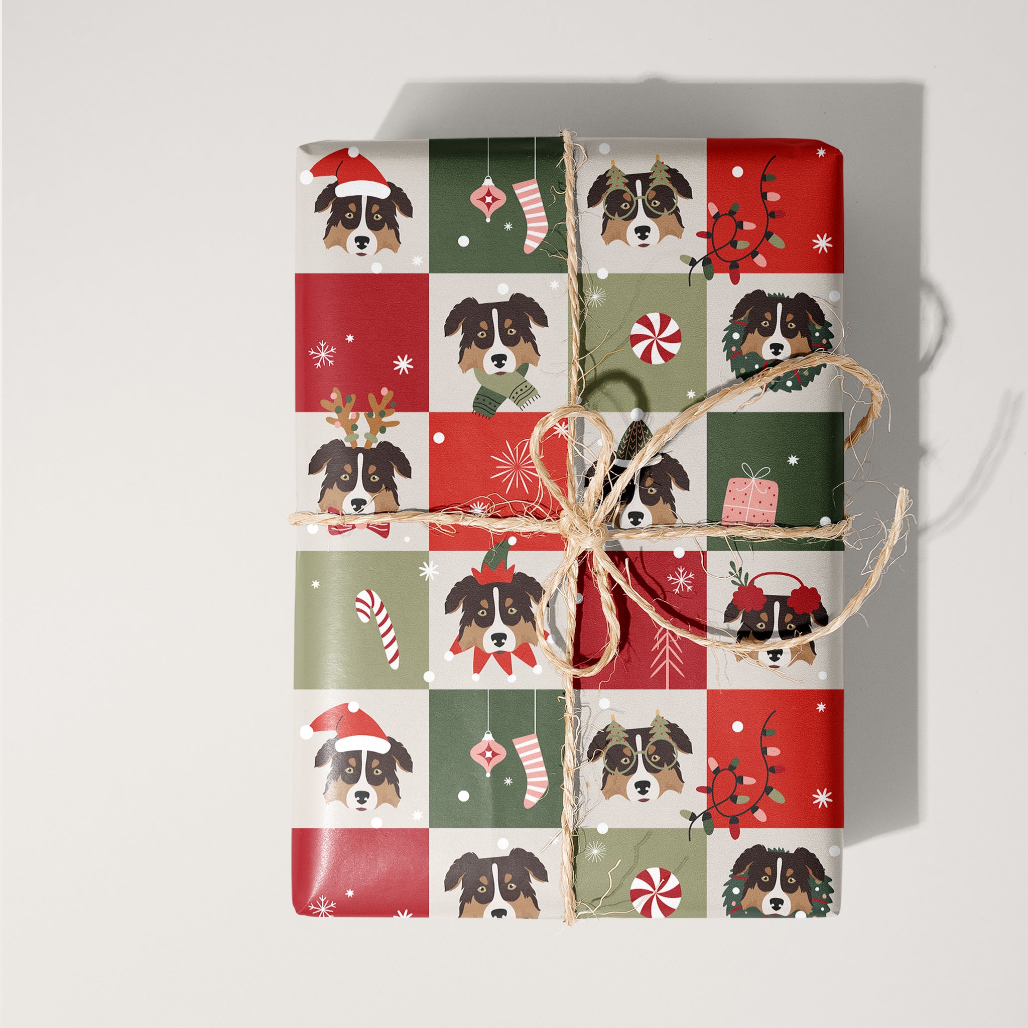 Australian Shepherd Checkered Wrapping Paper