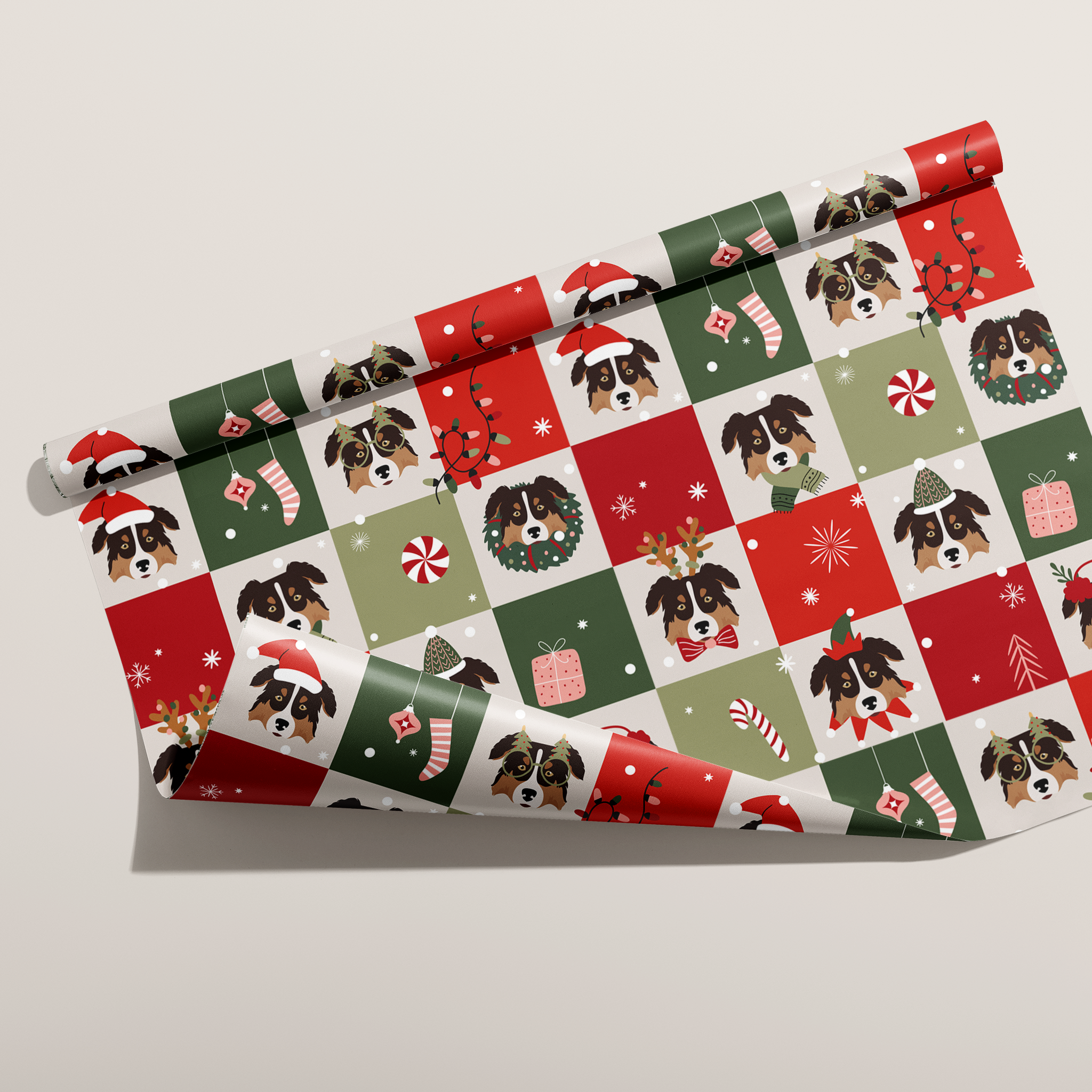 Australian Shepherd Checkered Wrapping Paper