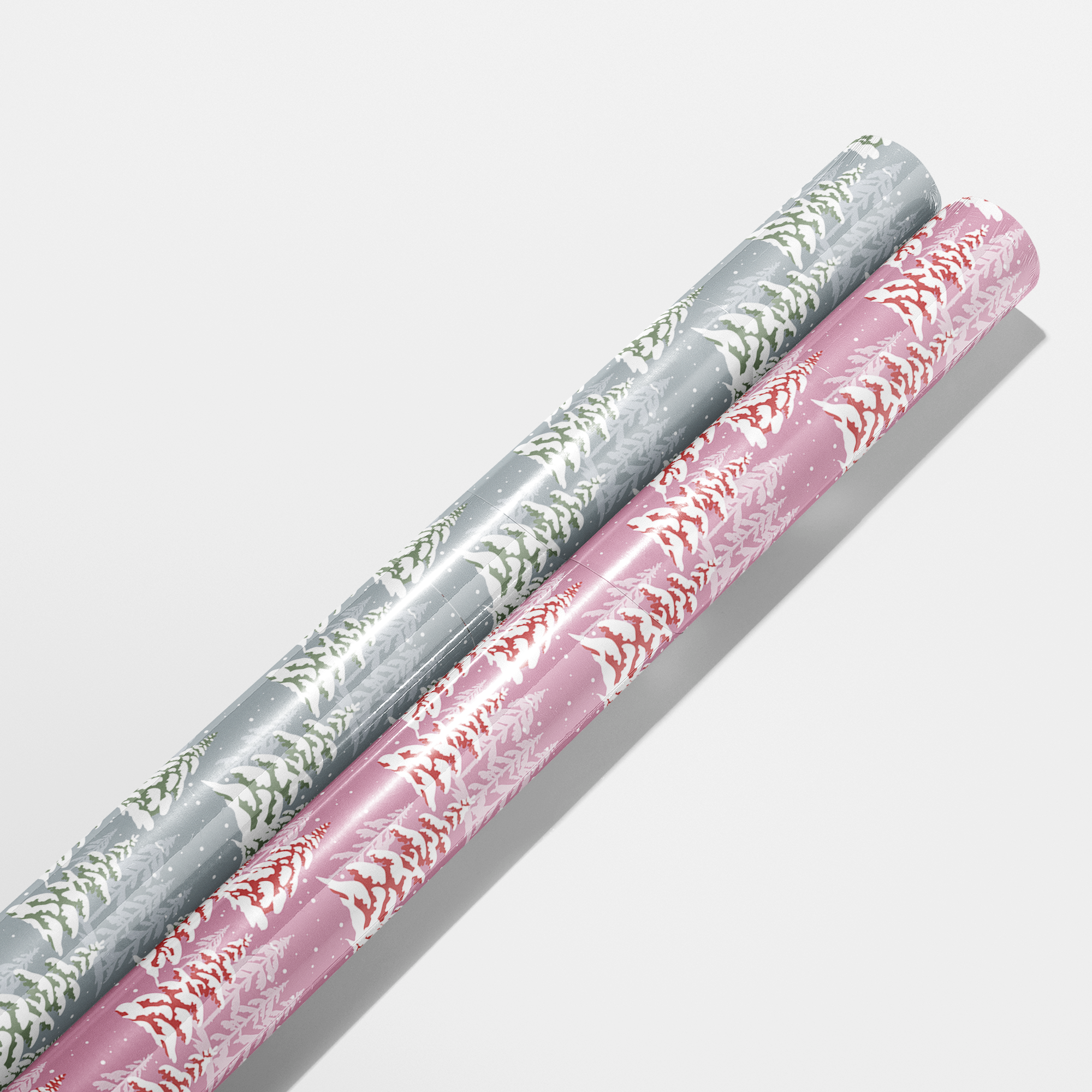 Pink Frosted Trees Wrapping Paper