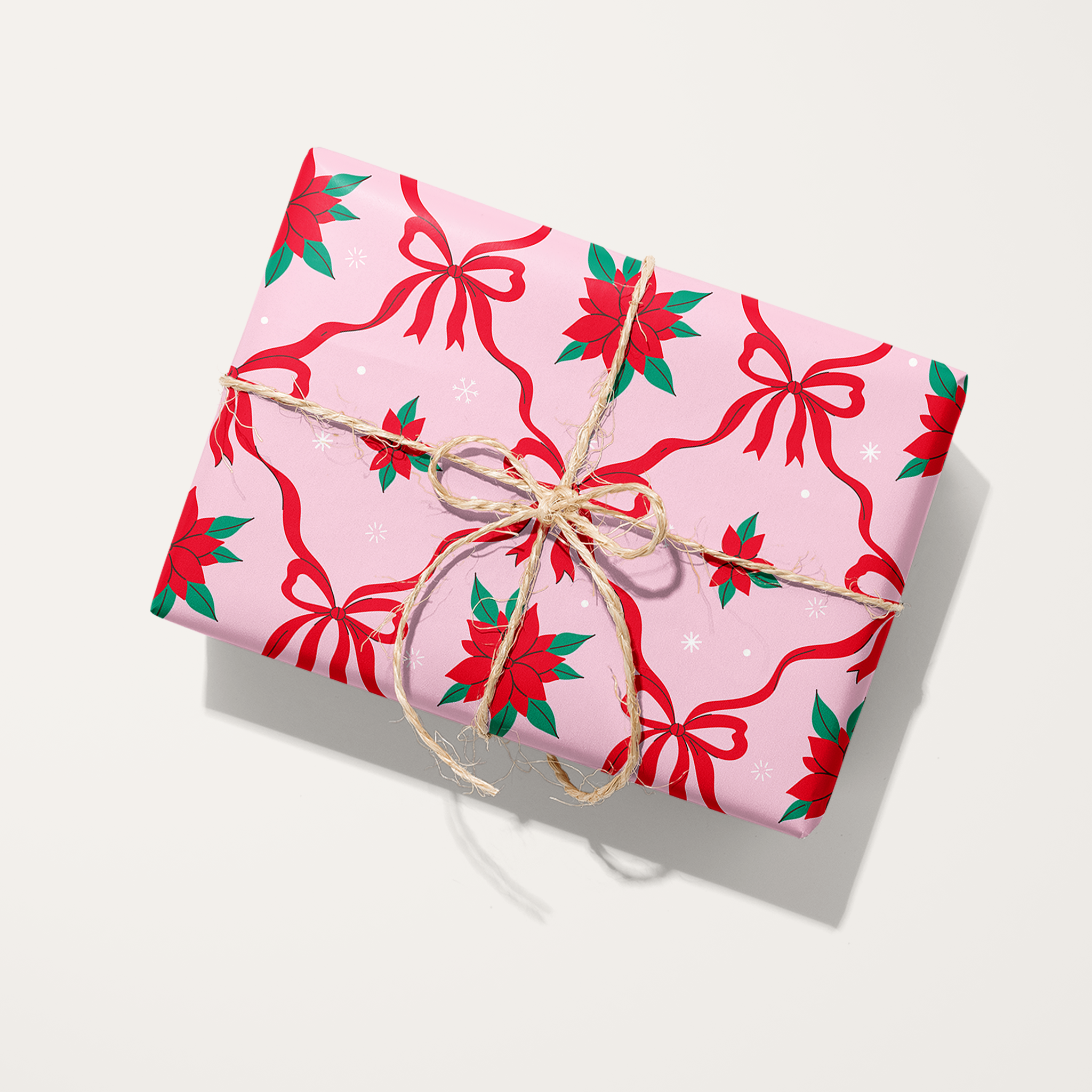 Poinsettia Bows Wrapping Paper