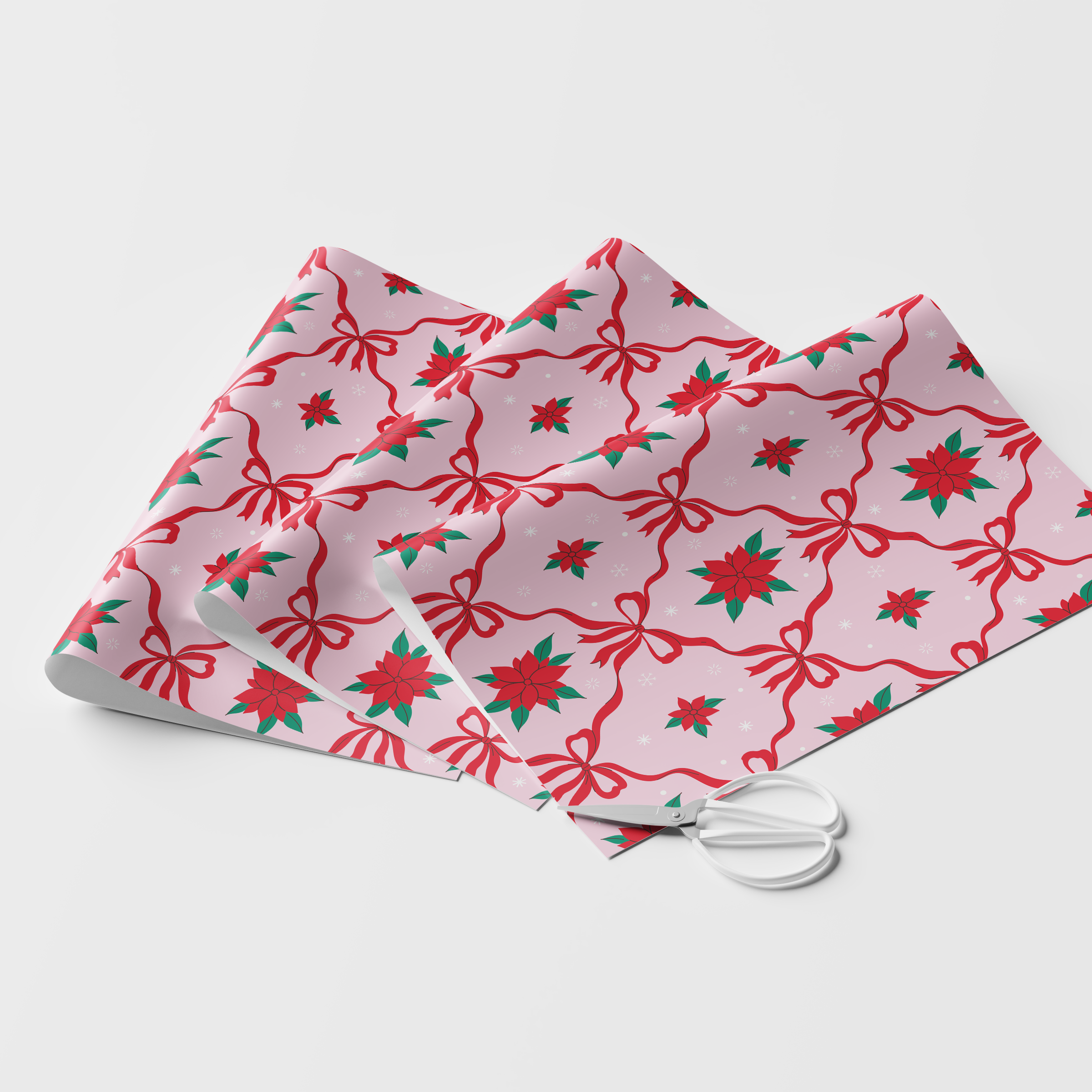 Poinsettia Bows Wrapping Paper