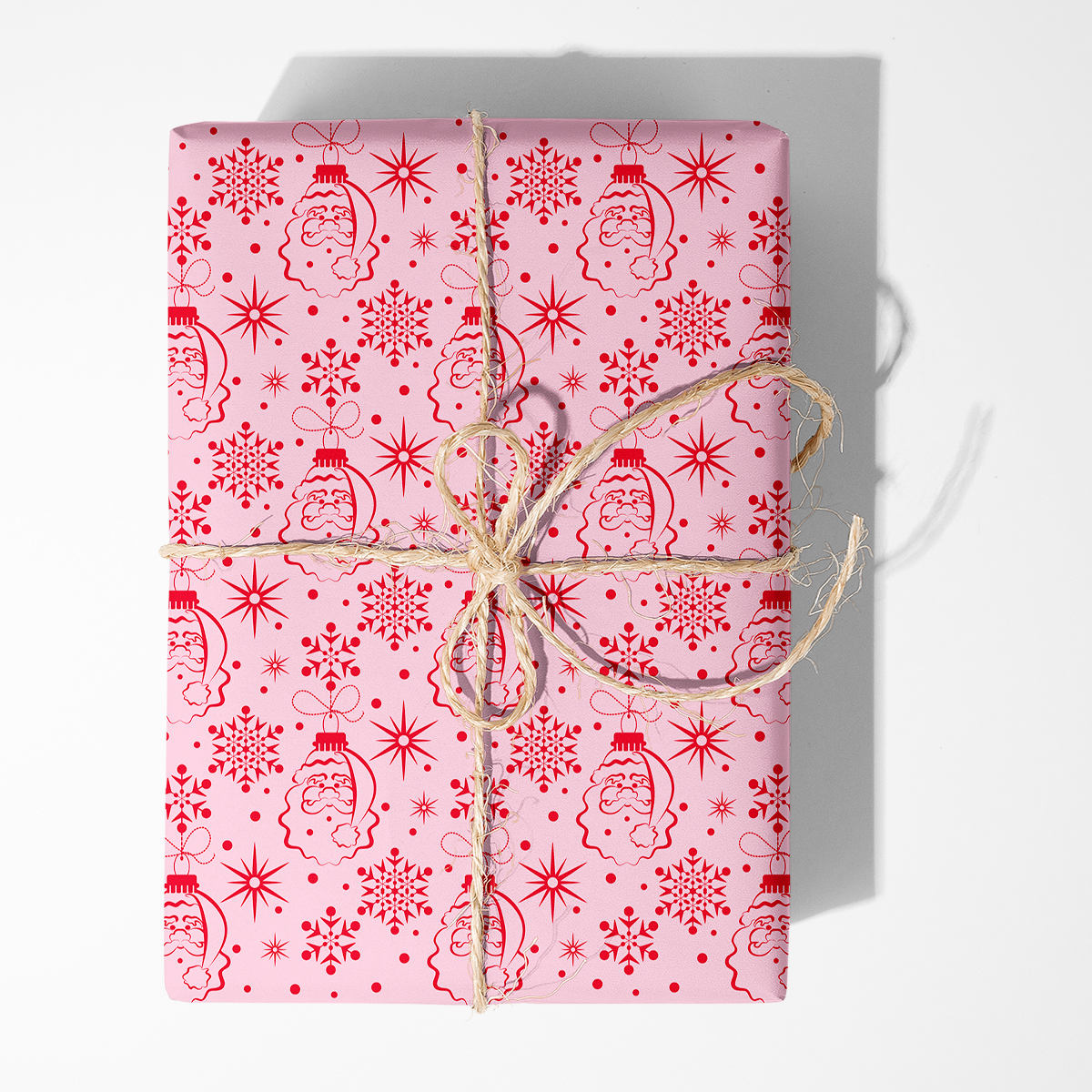 Retro Santa Ornaments Wrapping Paper