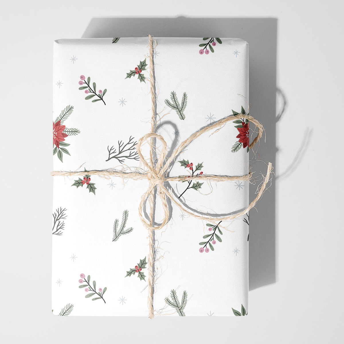 Simple Holiday Floral Wrapping Paper