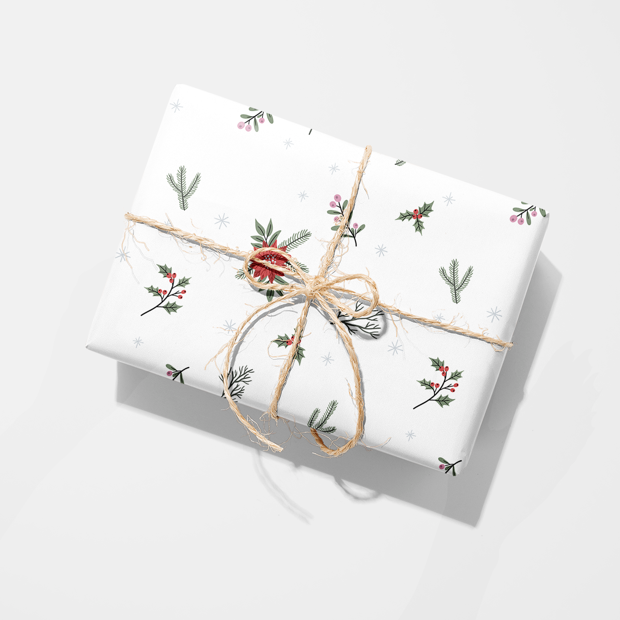 Simple Holiday Floral Wrapping Paper