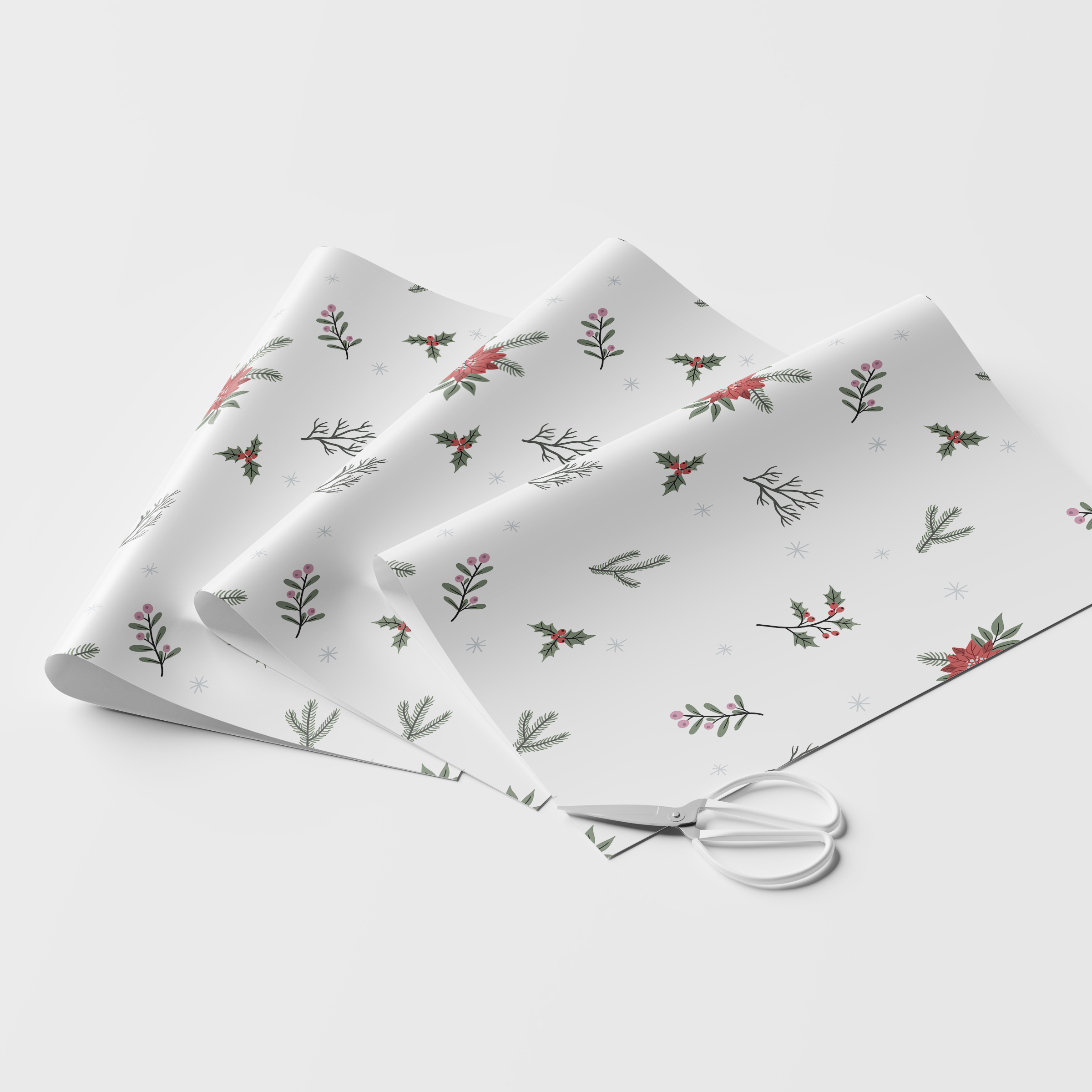 Simple Holiday Floral Wrapping Paper