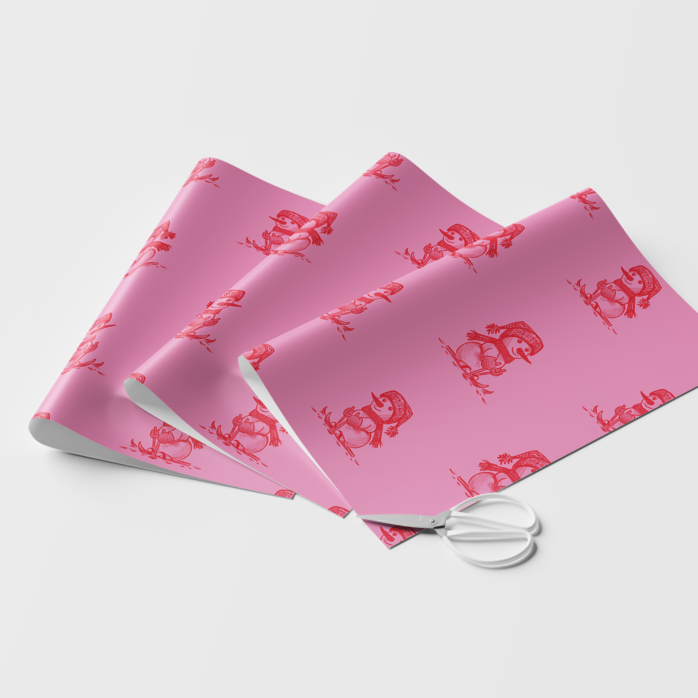 Retro Skiing Snowmen Wrapping Paper