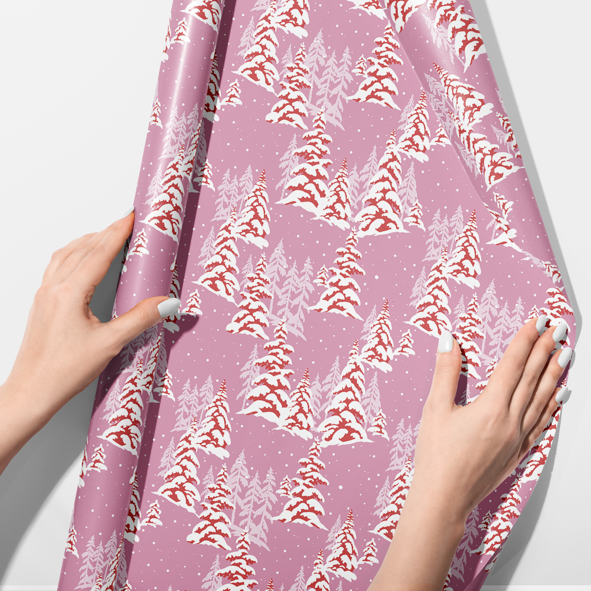 Pink Frosted Trees Wrapping Paper