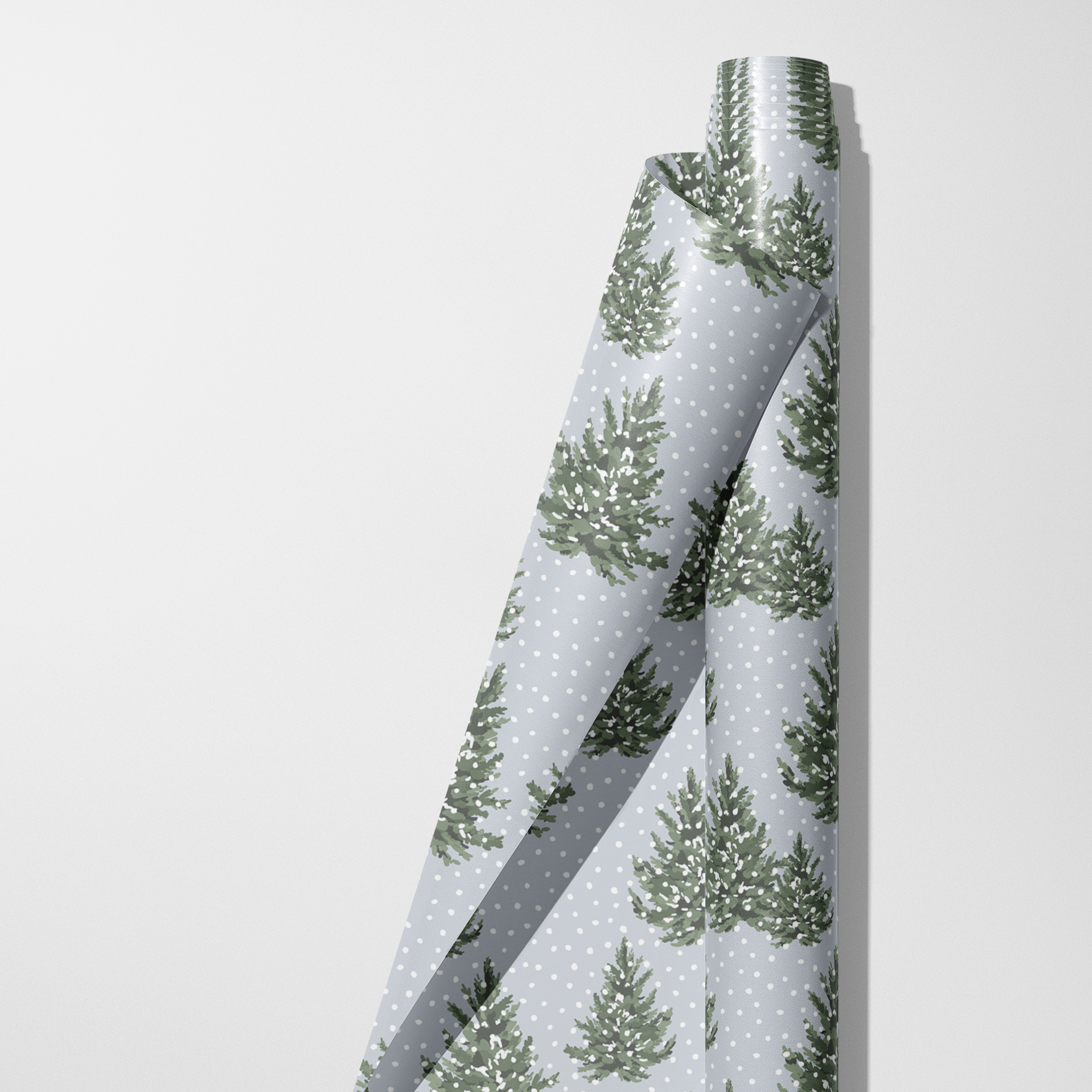 Snowy Christmas Trees Wrapping Paper