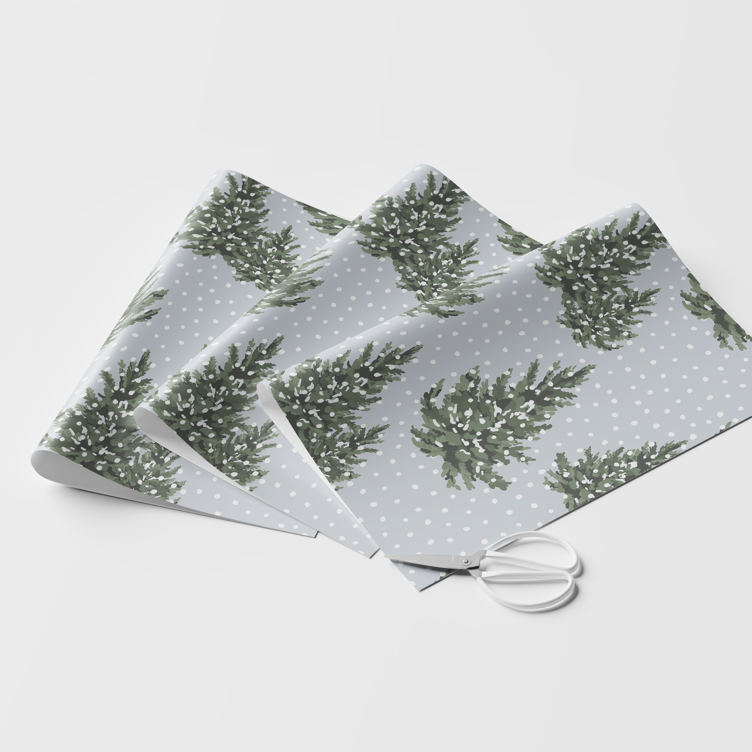 Snowy Christmas Trees Wrapping Paper